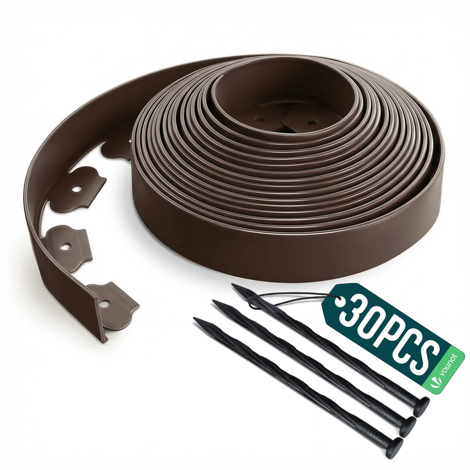 Vounot Bordure De Jardin Plastique Flexible 10m Avec Piquets Marron