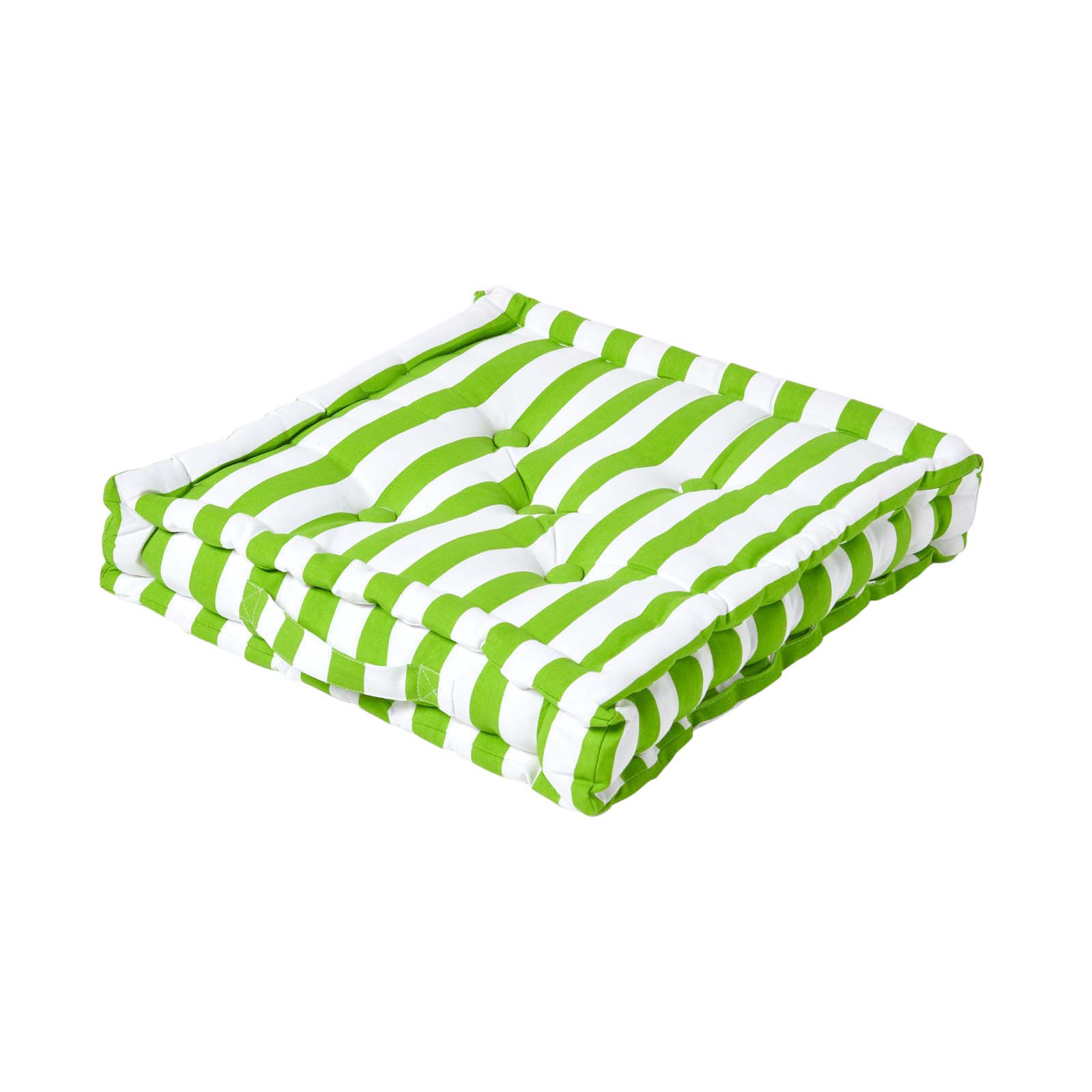 Coussin De Sol Vert Grandes Rayures 40x40cm - Homescapes