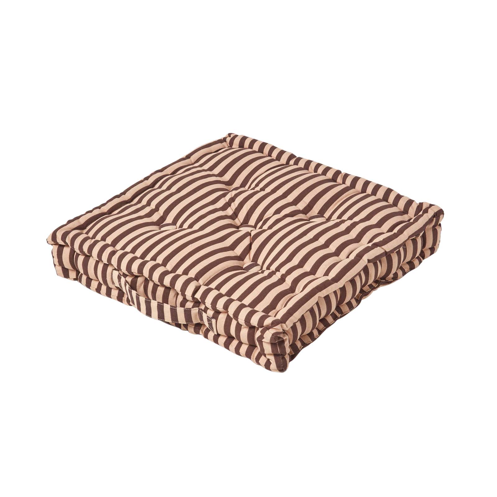 Coussin De Sol Chocolat Fines Rayures Beige 40x40cm - Homescapes