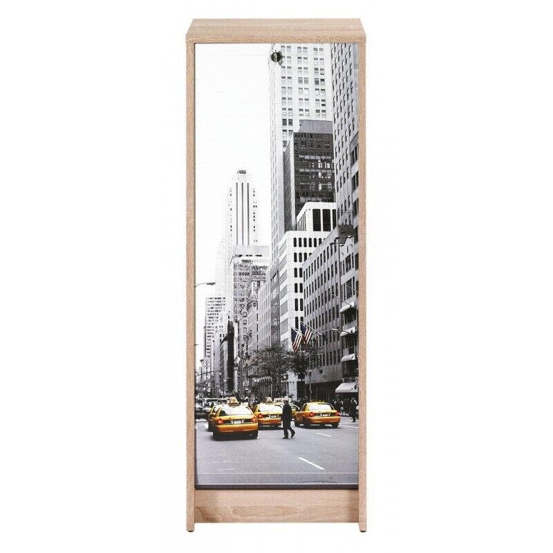 Classeur À Rideau Beaux Meubles Pas Chers Scene New York 504 6 Niches Chêne 37,8 X 103,8 X 38,4 Cm Marron