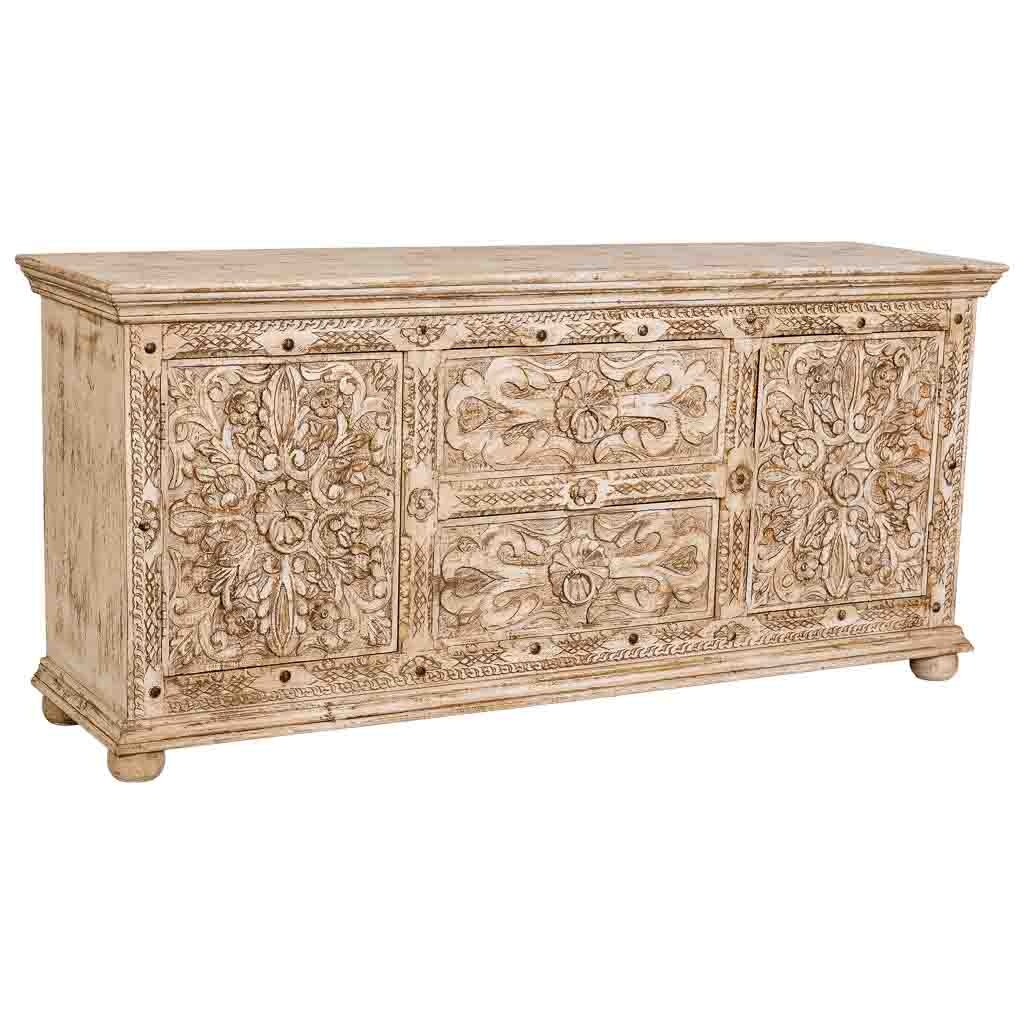 Buffet En Bois Beige Fait Main, 165 X 45 X 76 Cm (hauteur)