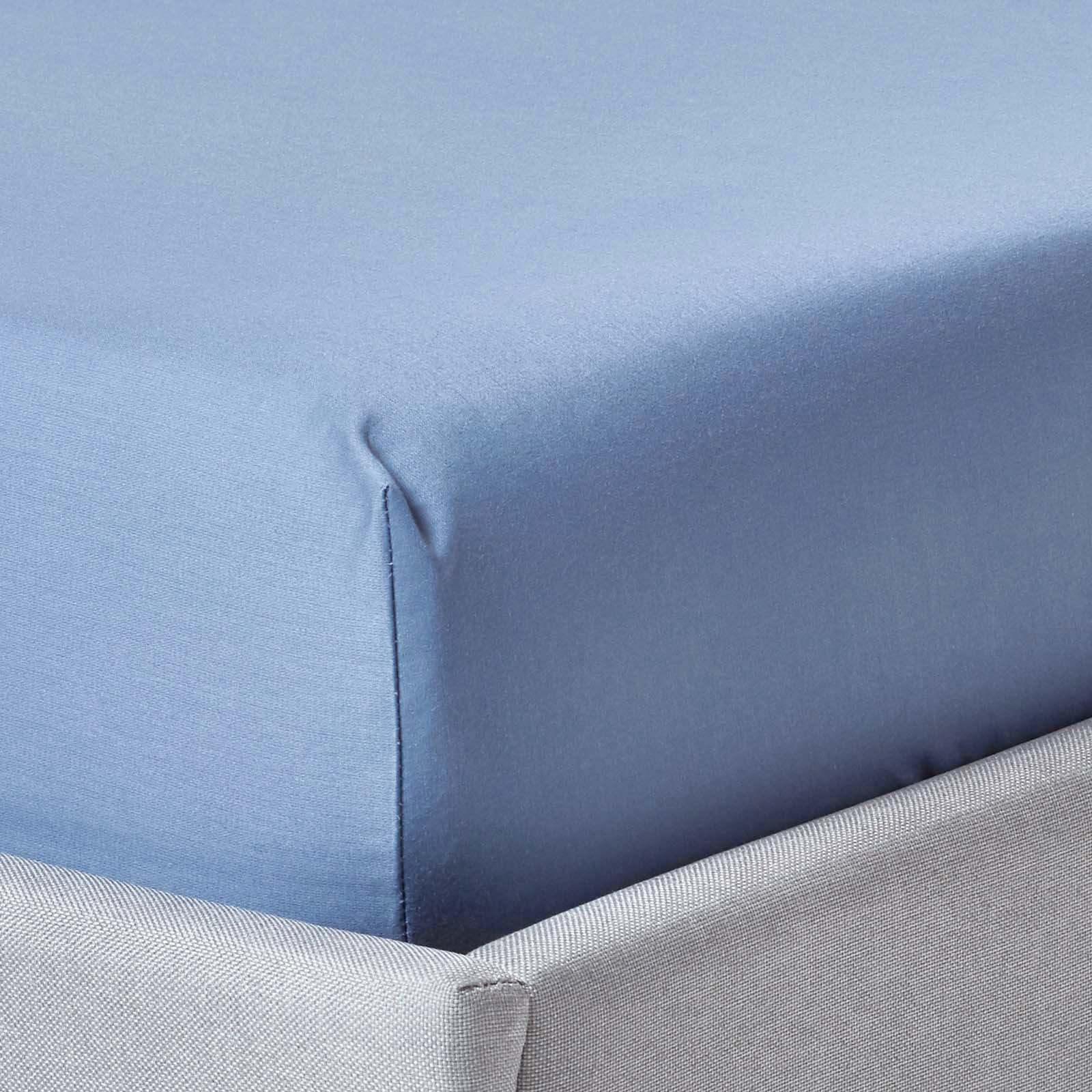 Drap-housse Premium 90x190cm Bleu Coton Égyptien 1000tc Homescapes