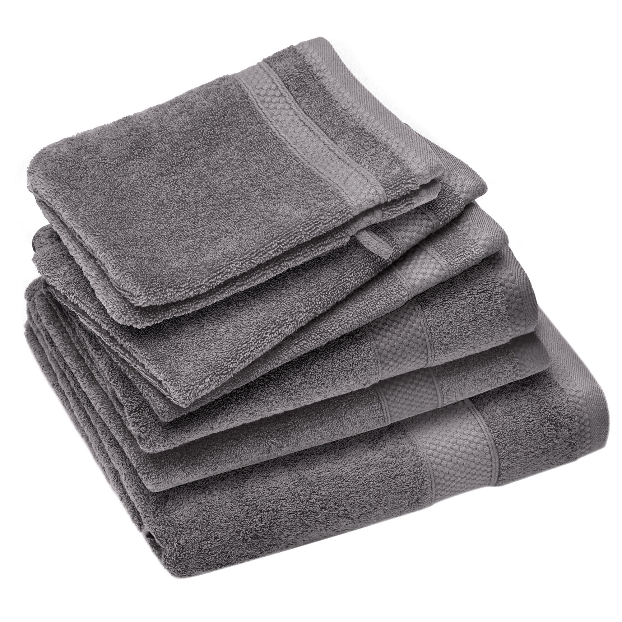 Parure De Bain Coton 550g/m2 Naïa Par Lot De 7 Gris Ardoise