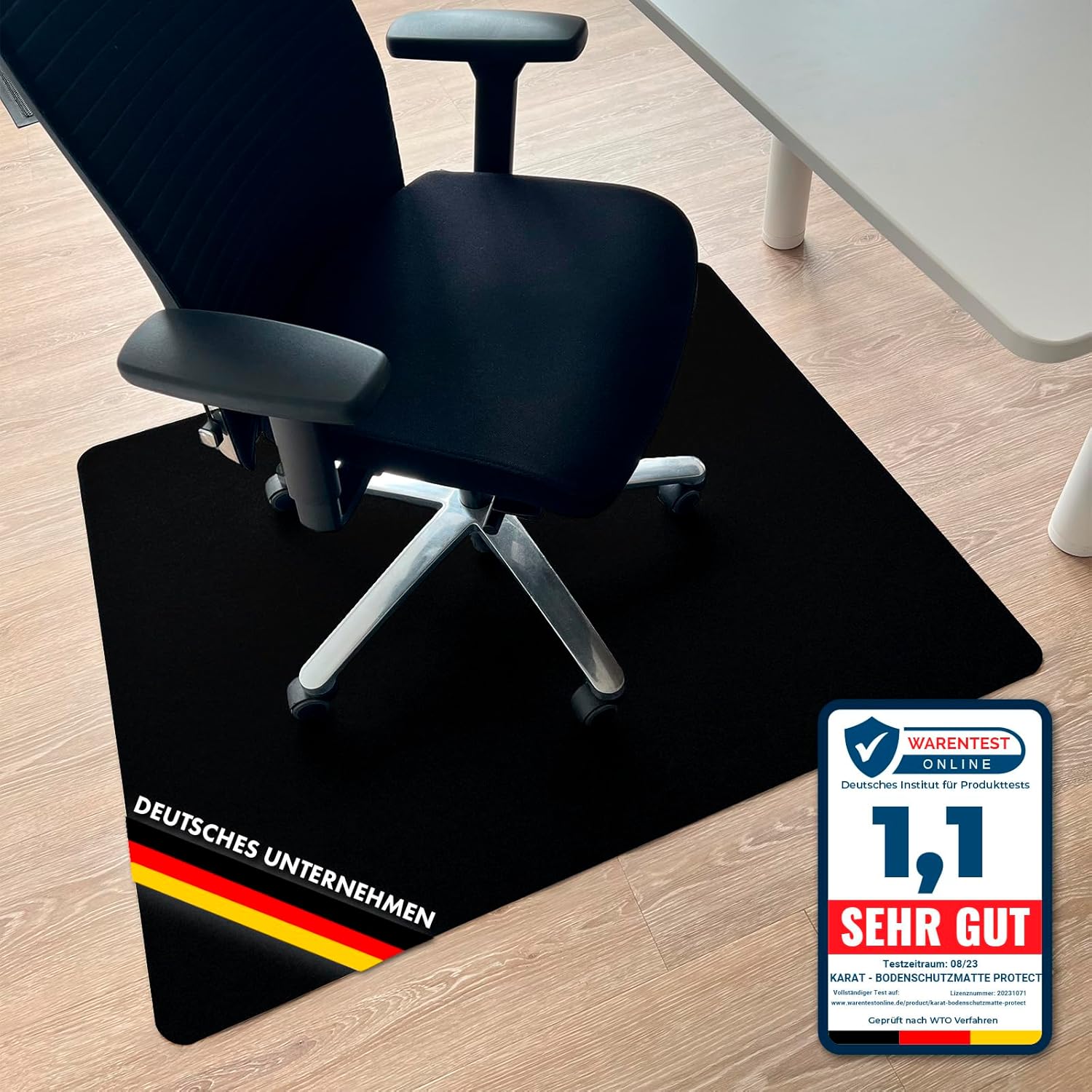 Tapis Protège-sol Pour Chaise De Bureau, Épaisseur: 1,9 Mm, Noir 75 X 120 Cm