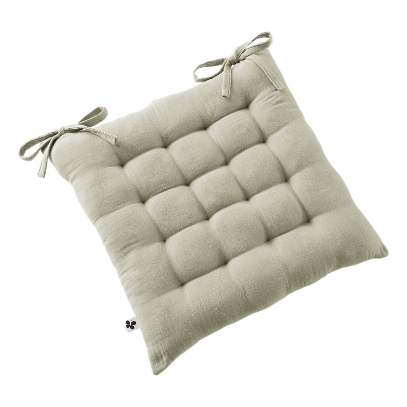 Assise Matelassée 16 Points "gaïa" 40 X 40 Cm "gaze De Coton" L'Effet Papillon - Gaia Vert D'Eau -