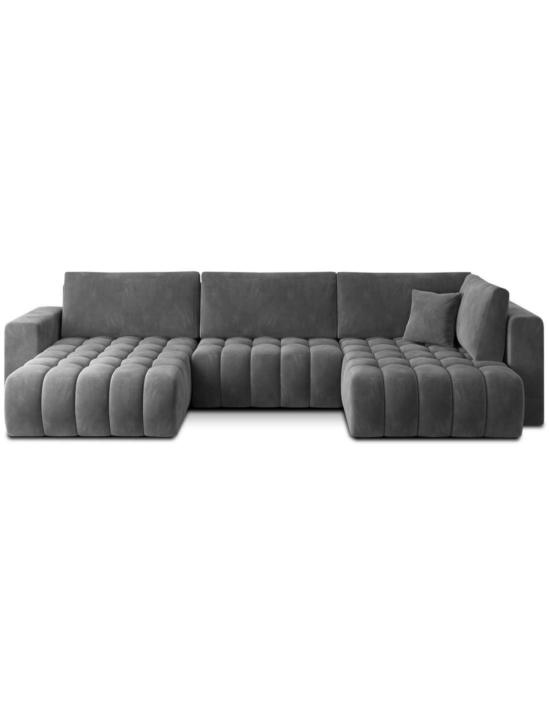 Canapé D'Angle Bonita Convertible 6 Places Gris Foncé Effet Velours - Gauche - 350x175cm