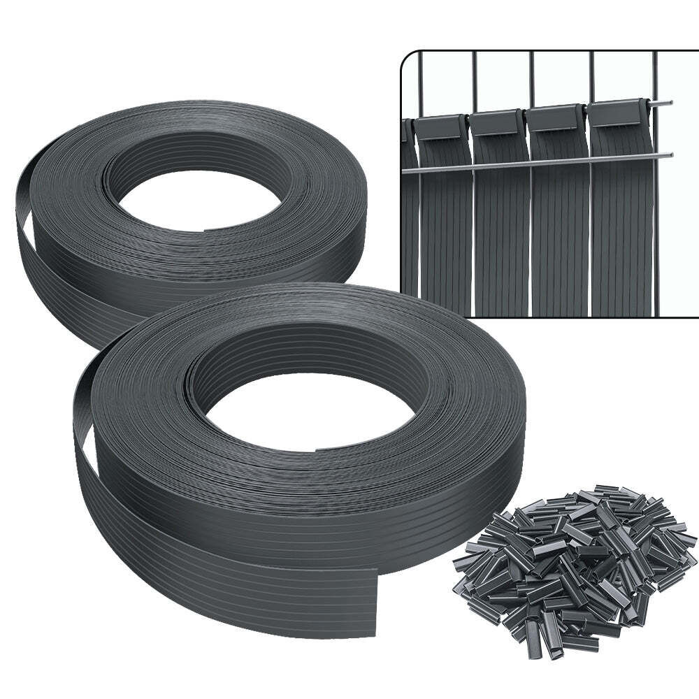 Vounot Kit De Lamelles Occultantes Pvc Brise Vue 150m X 4.7cm Avec 300 Clips Gris