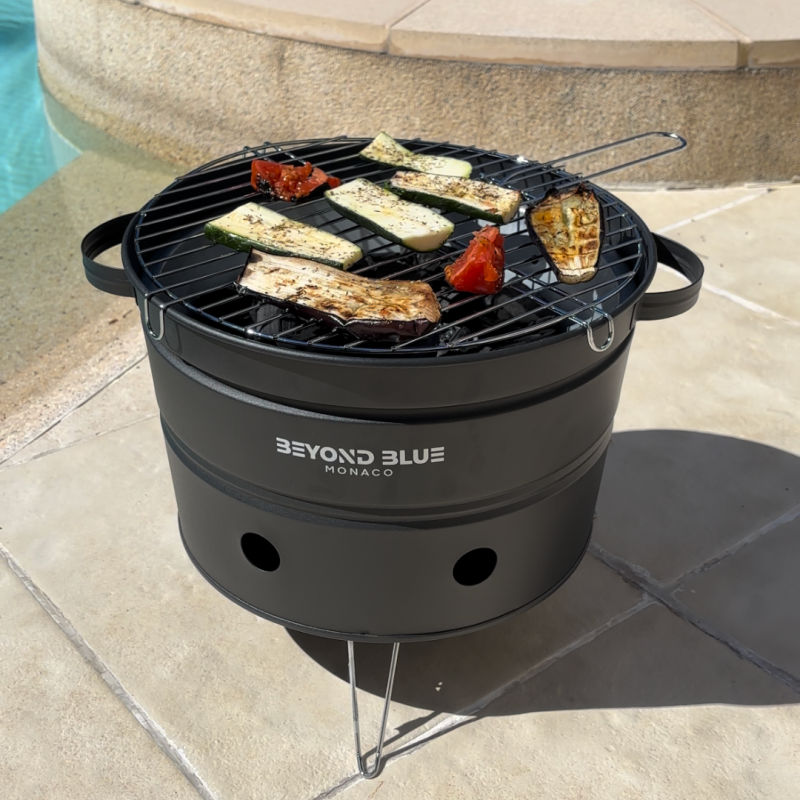 Mini Barbecue Au Charbon De Bois Portable - Noir - Design Pot De Fleur