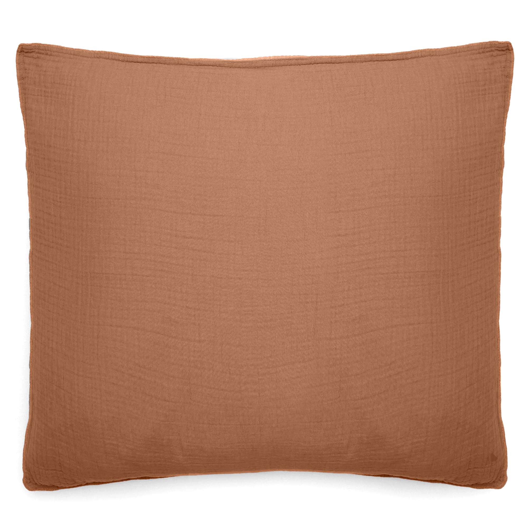 Taie D'oreiller 65x65 Cm Mousseline De Coton Milos Marron Cognac