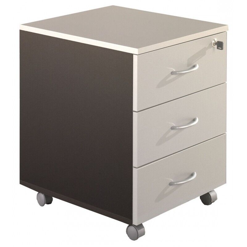 Caisson De Bureau Beaux Meubles Pas Chers 3 Tiroirs 4 Roulettes Gris Anthracite Mélaminé Mdf