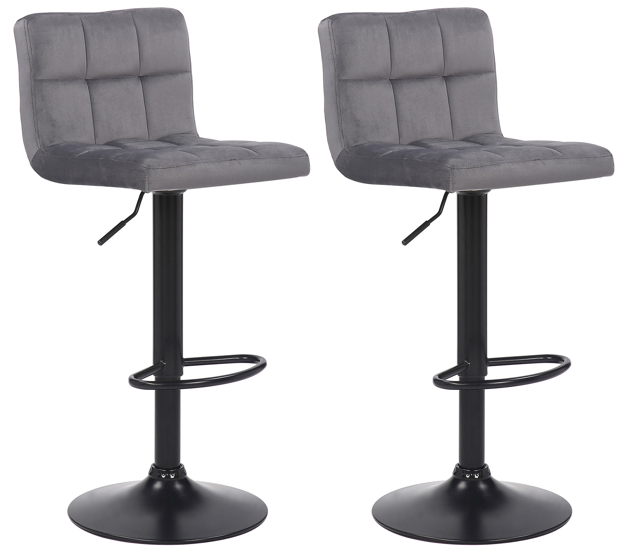 Lot De 2 Tabourets De Bar Feni Velours Gris