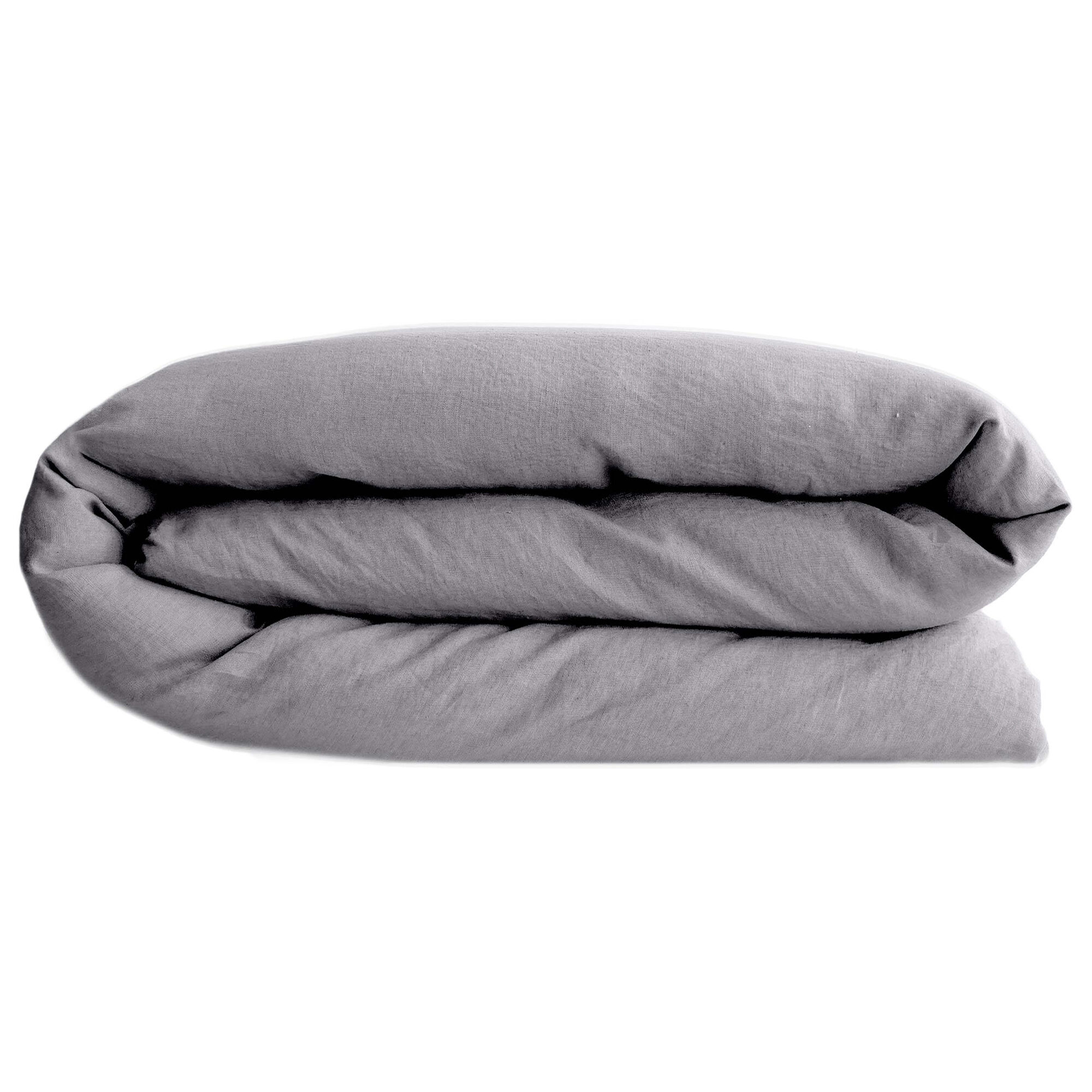 Housse De Couette Palace Pur Coton Lavé 140x200 Cm Uni Gris Acier