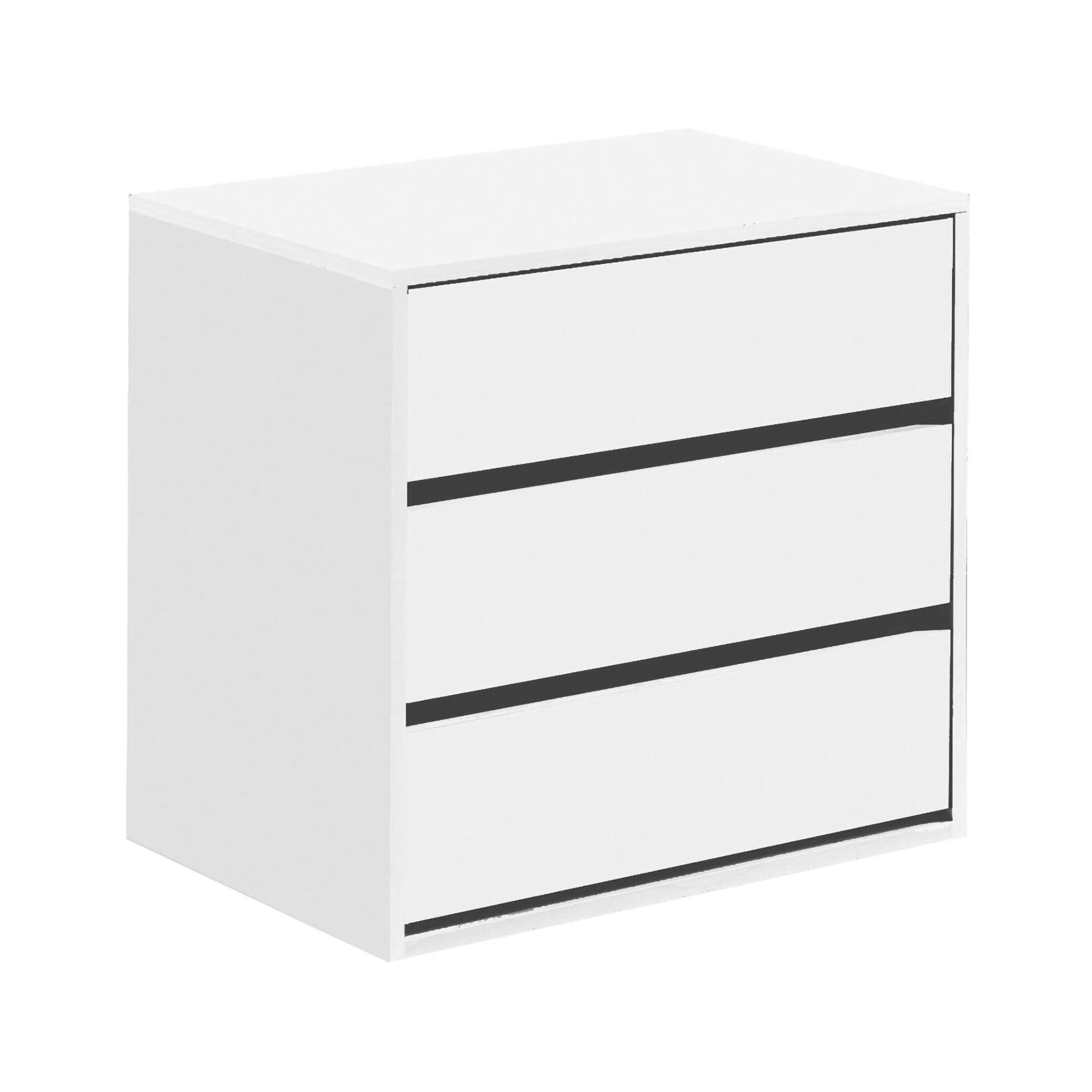 Commode Effet Bois Blanc 60x44 Cm