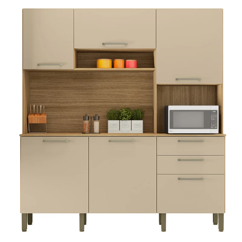 Buffet Cuisine Beaux Meubles Pas Chers 6 Portes 2 Tiroirs 180,2 X 198 X 38,8 Cm Chêne Vanille