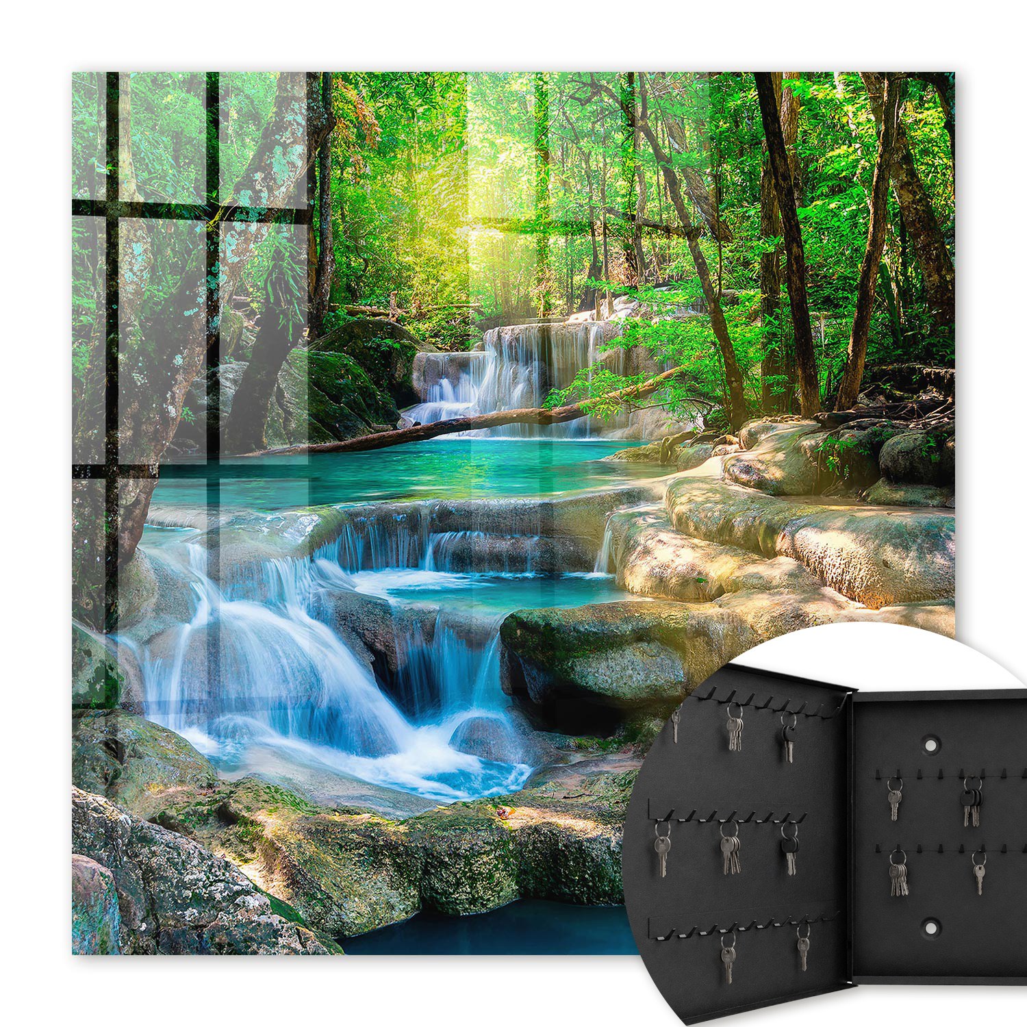 Armoire À Clés - (30 Cm X 30 Cm) - Boîte À Clés Murale - Coffret De Rangement Pour Clés - Couleur Noire - Ouverture Vers La Gauche - Pour Maison Et Bureau - Oasis Paradisiaque
