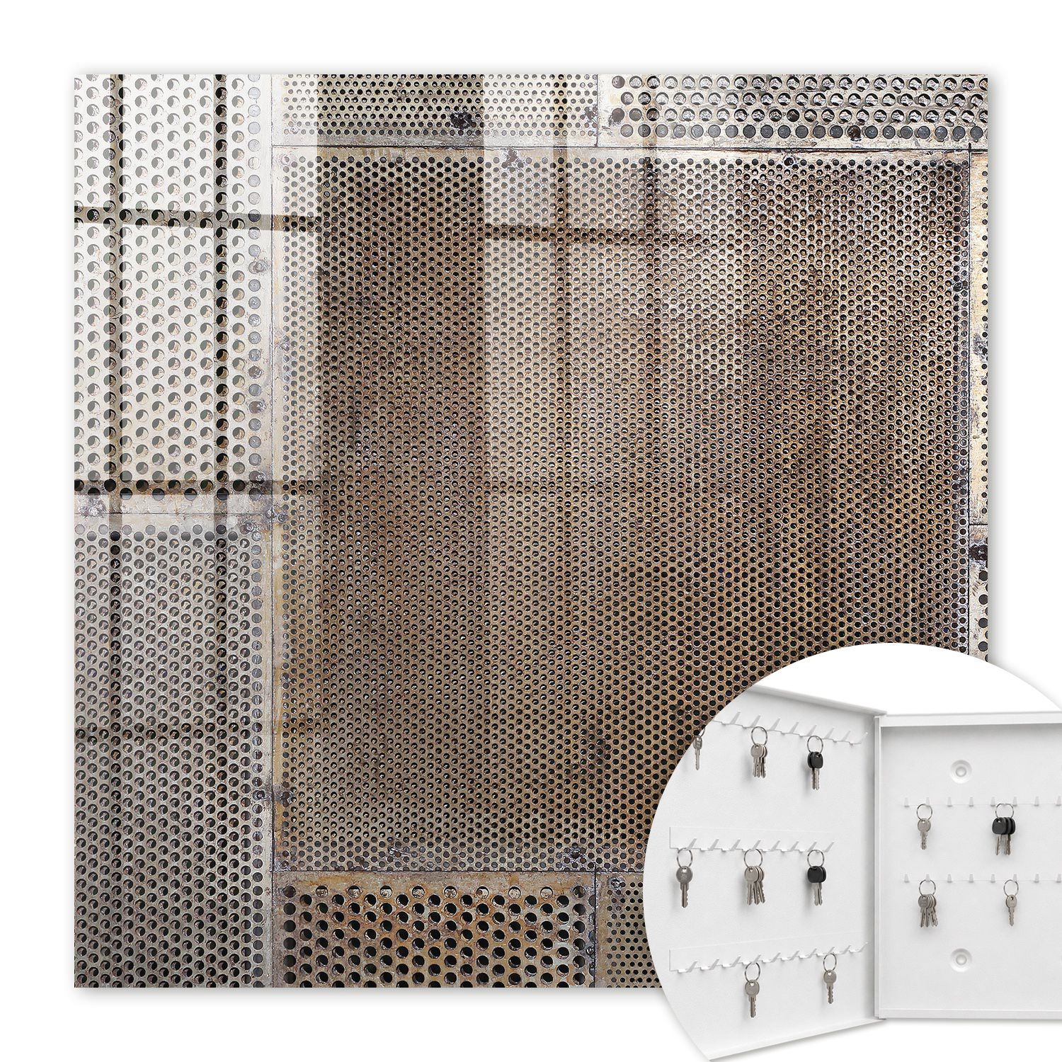Armoire À Clés - (30 Cm X 30 Cm) - Boîte À Clés Murale - Coffret De Rangement Pour Clés - Couleur Blanche - Ouverture Vers La Gauche - Pour Maison Et Bureau - Modèle Industriel