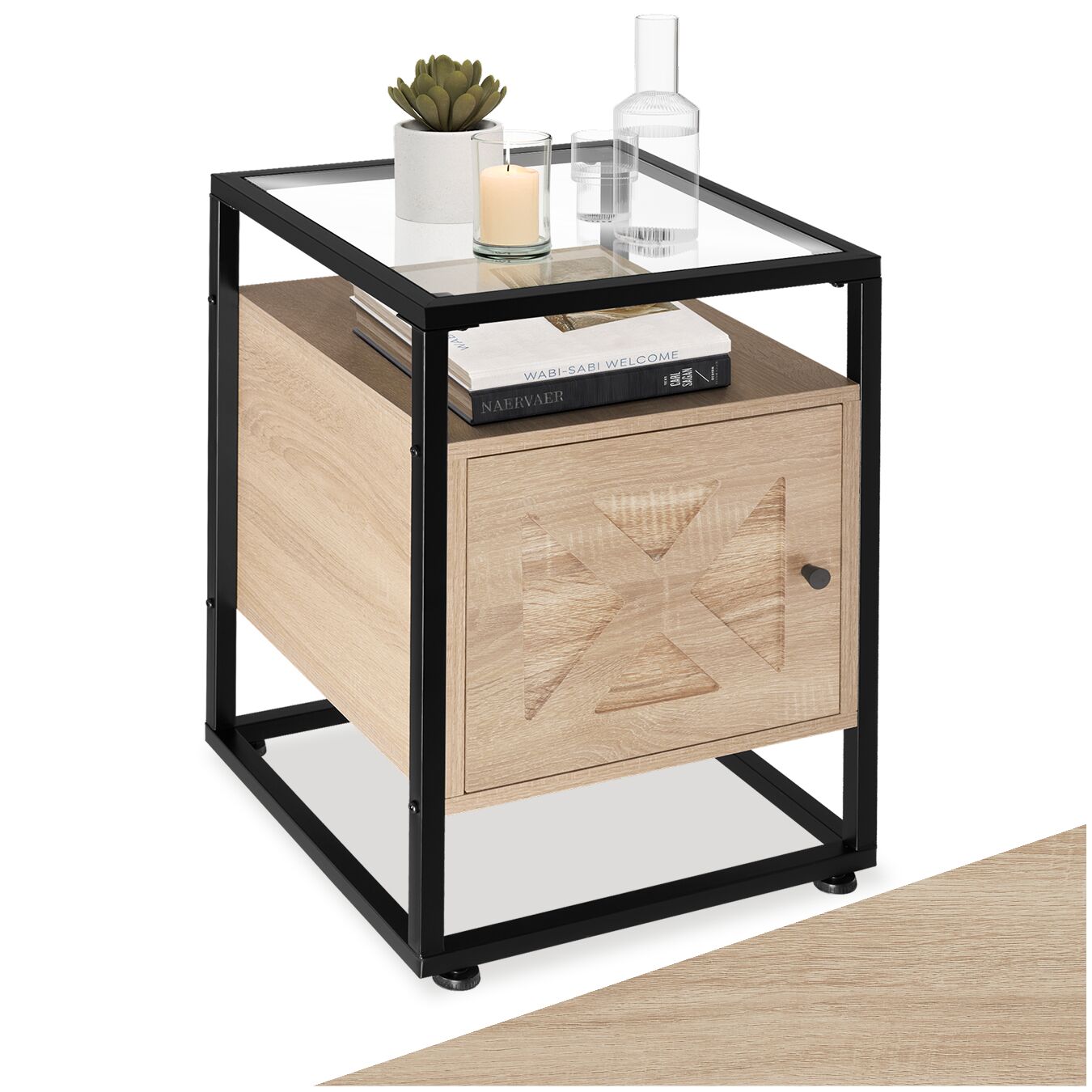 Table De Chevet Style Industriel 40 X 43 605 Cm Bois Clair
