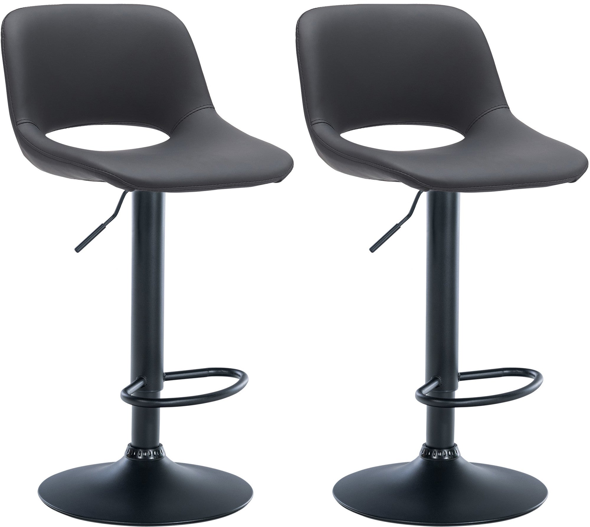 Tabourets De Bar Chaises Haute X2 Avec Repose-pieds En Pvc Noir Piètement Métallique Noir 10_0004066