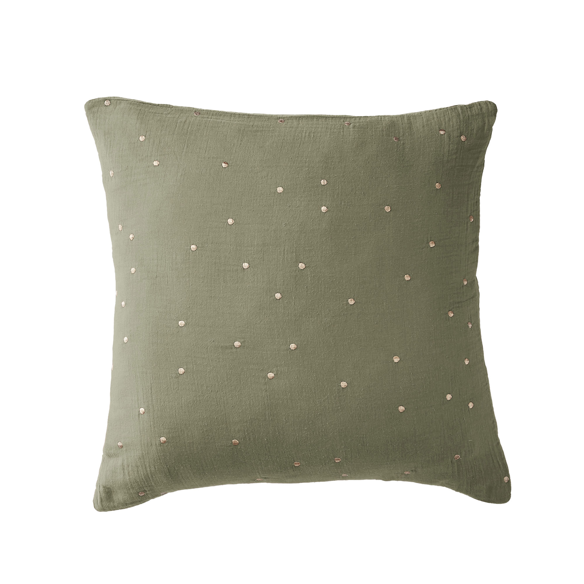 Taie D'oreiller 60x60 Cm Gaze De Coton À Pois Brodés Romarin