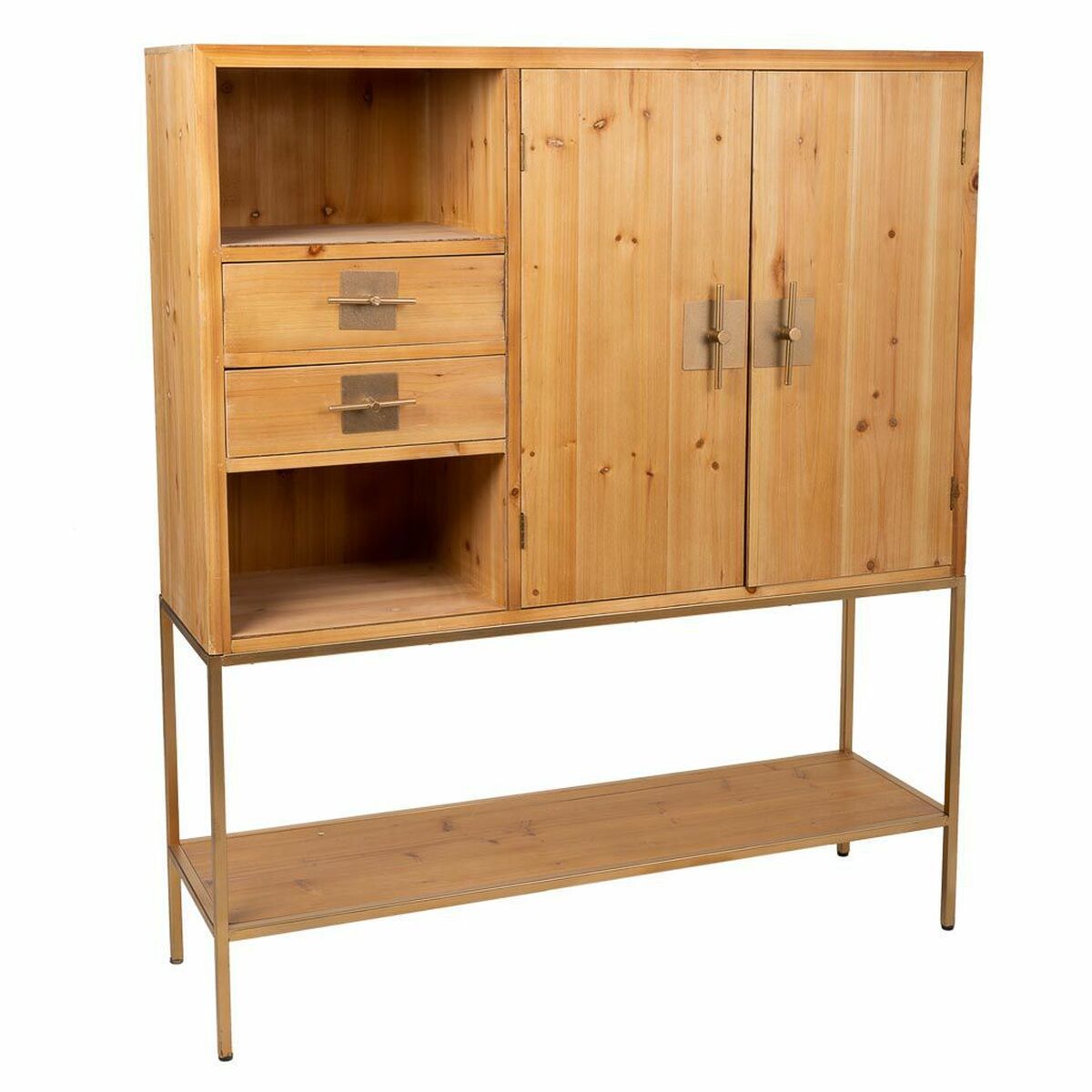 Buffet Alexandra House Living Doré Naturel Fer Bois D'épicéa 37 X 139 X 120 Cm