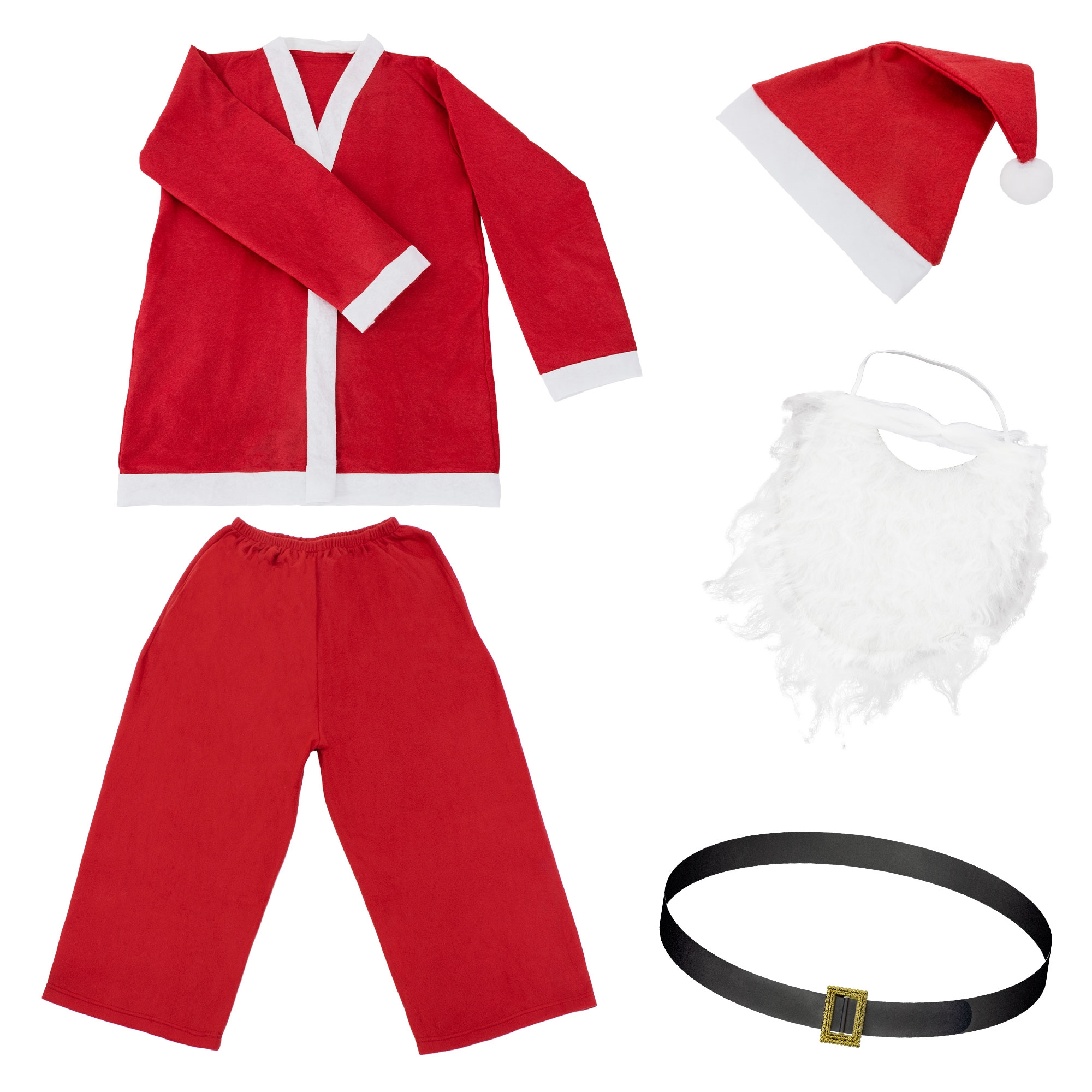 Costume De Père Noël 5 Pièces Rouge/blanc En Polyester Taille Unique One Size
