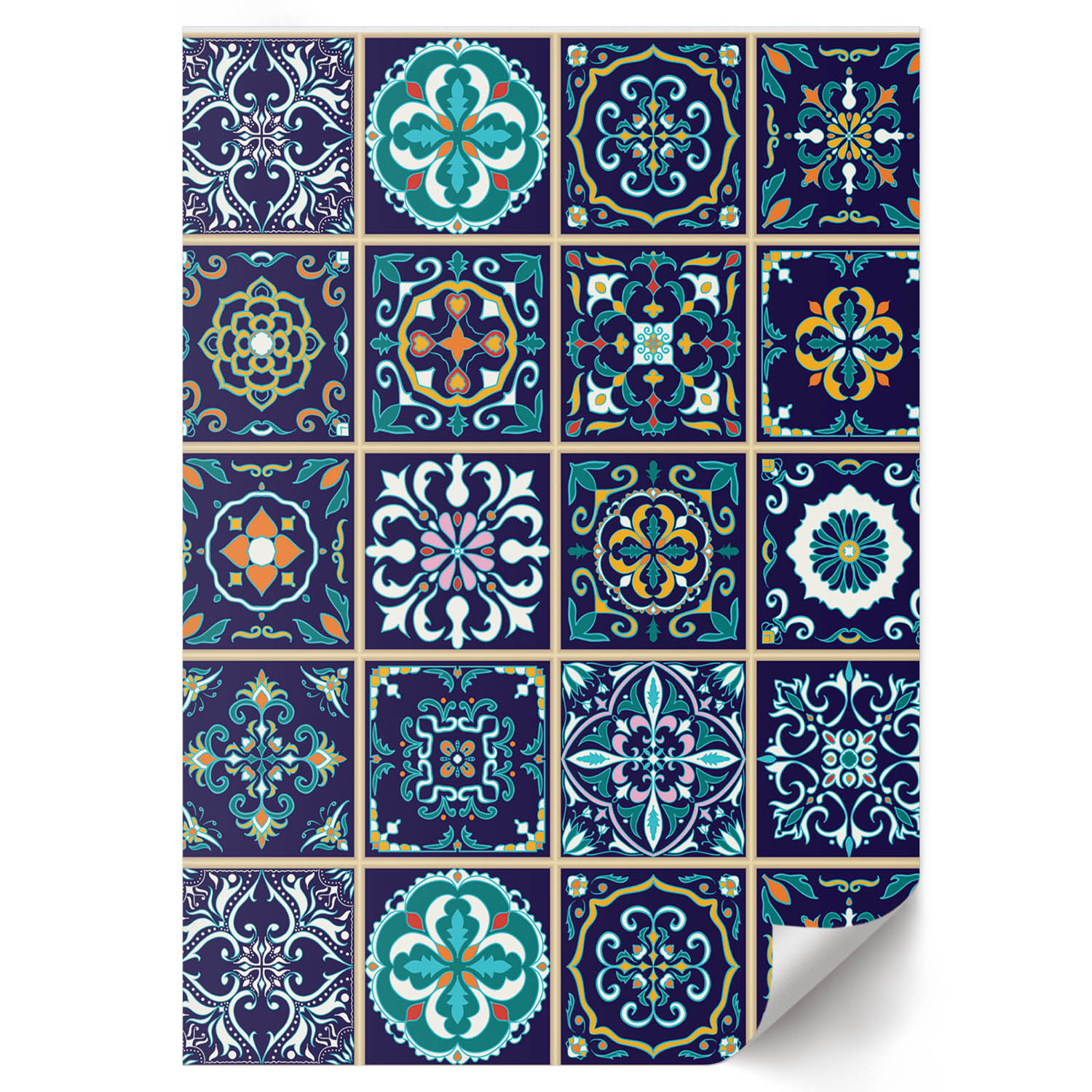 Tapis Vinyl Élégant Bleu Pour Salon 60x90 Cm