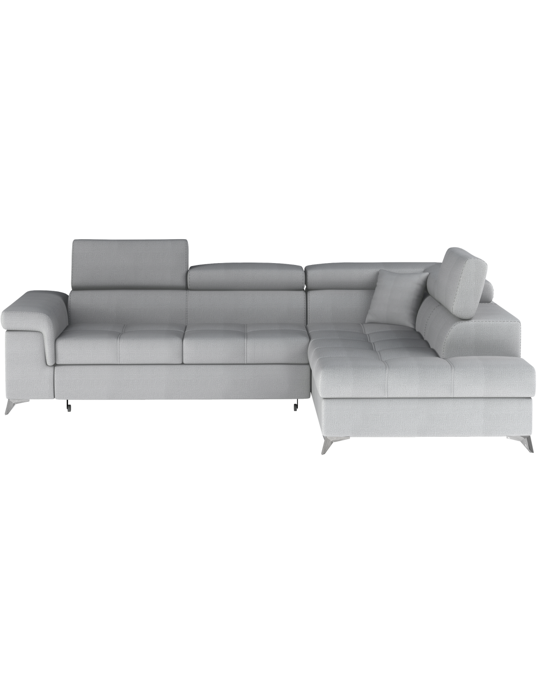 Canapé D'Angle Convertible Palazzo 4 Places Gris Clair - Angle Droit Avec 1 Coussin