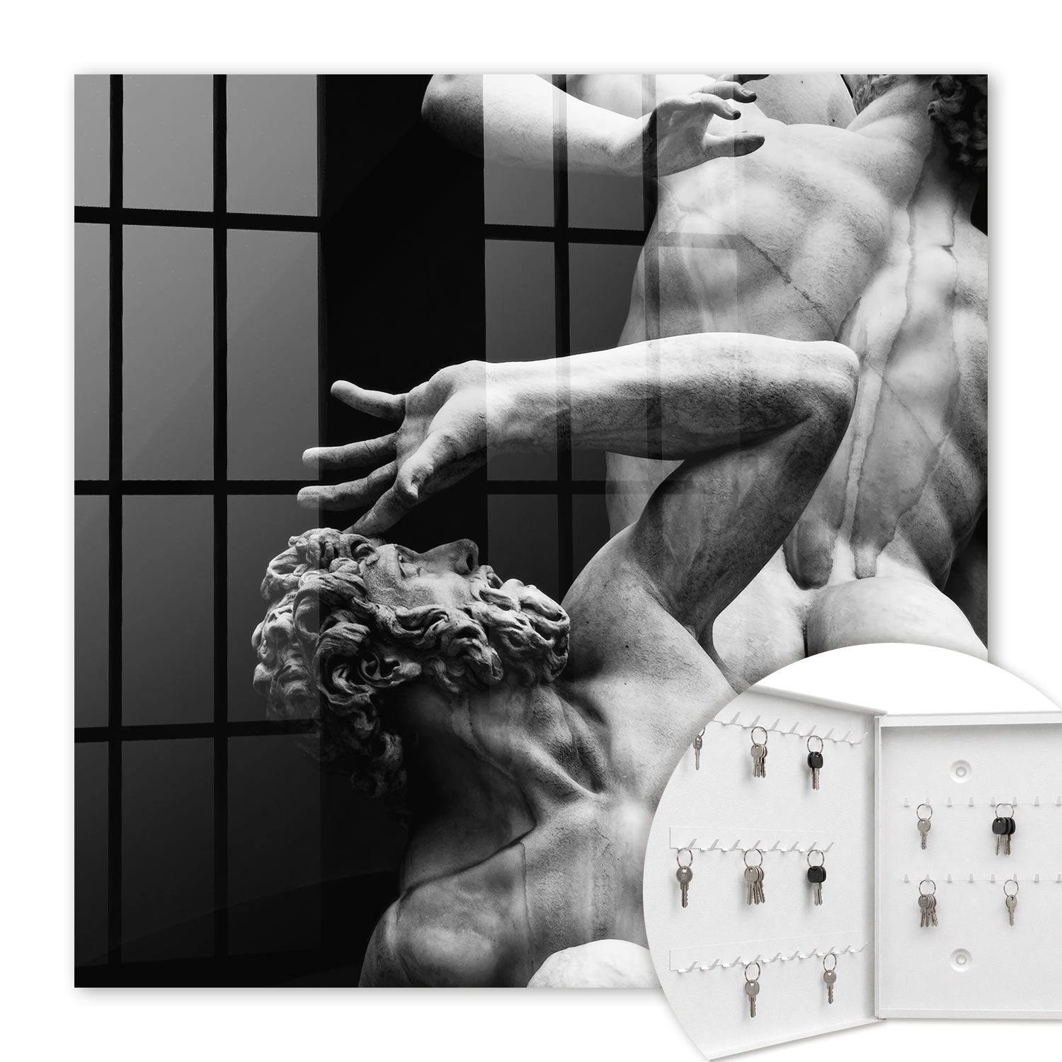 Armoire À Clés - (30 Cm X 30 Cm) - Boîte À Clés Murale - Coffret De Rangement Pour Clés - Couleur Blanche - Ouverture Vers La Gauche - Pour Maison Et Bureau - Émotions De Pierre