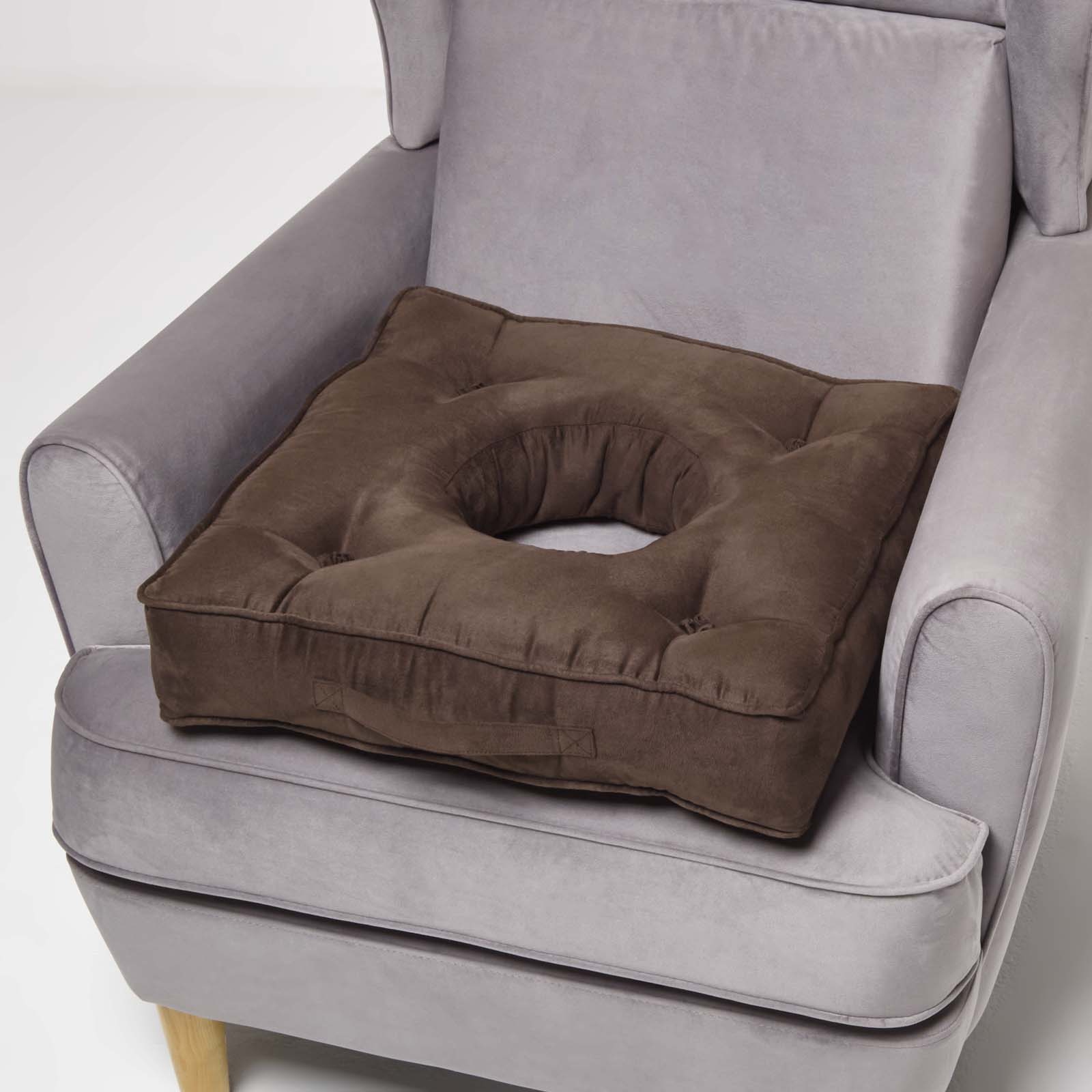 Coussin Bouée Rehausseur En Suédine Marron, 50x50x10cm - Homescapes