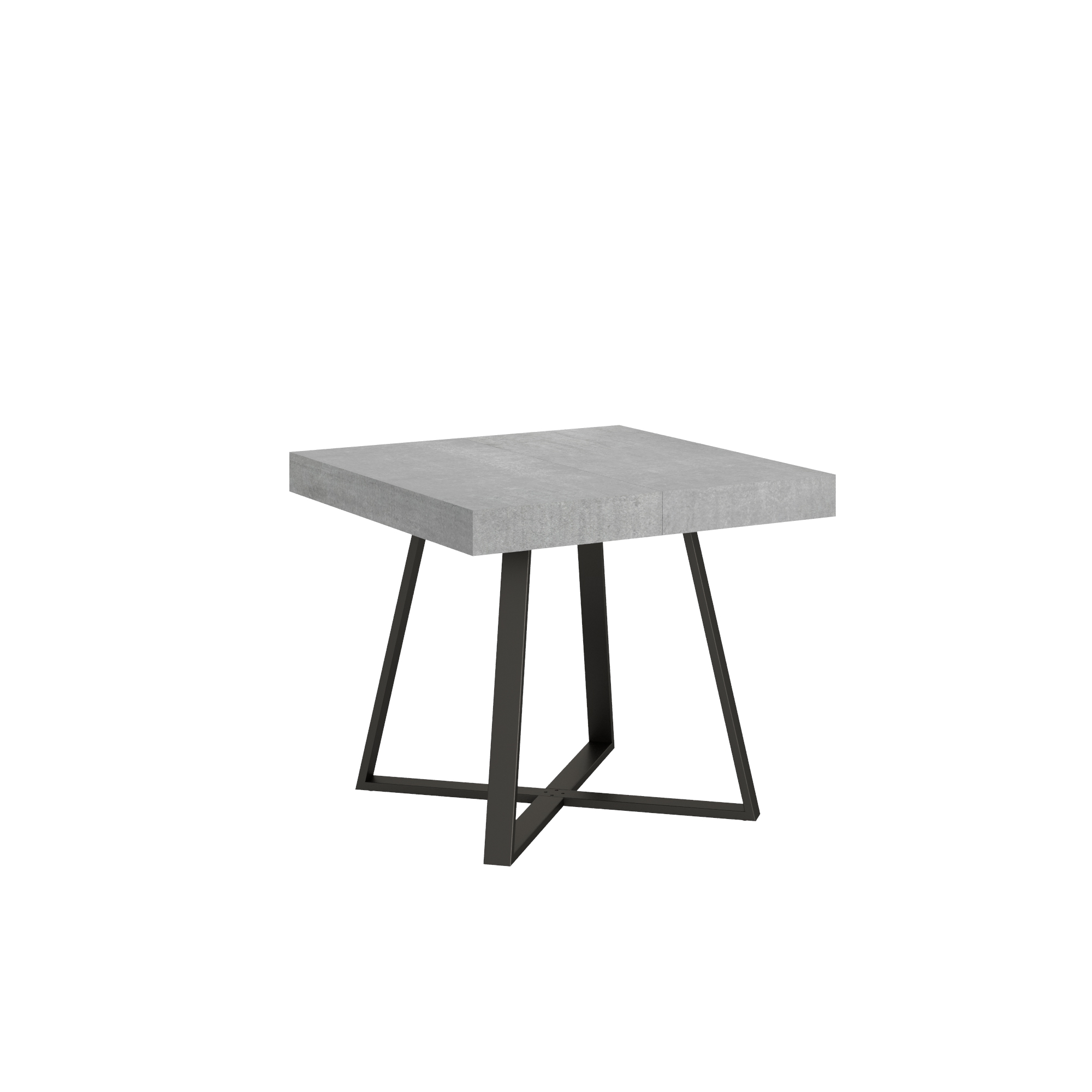 Table Extensible 90/194x90 Cm Abbraccio Effet Gris Béton Pieds Anthracite