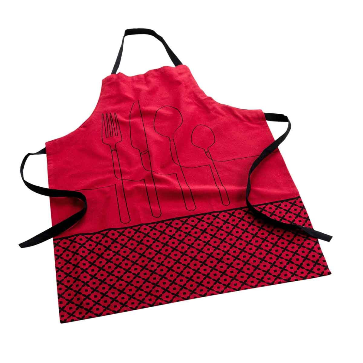 Tablier En Coton Recyclé "cuisiline" 84cm Bordeaux