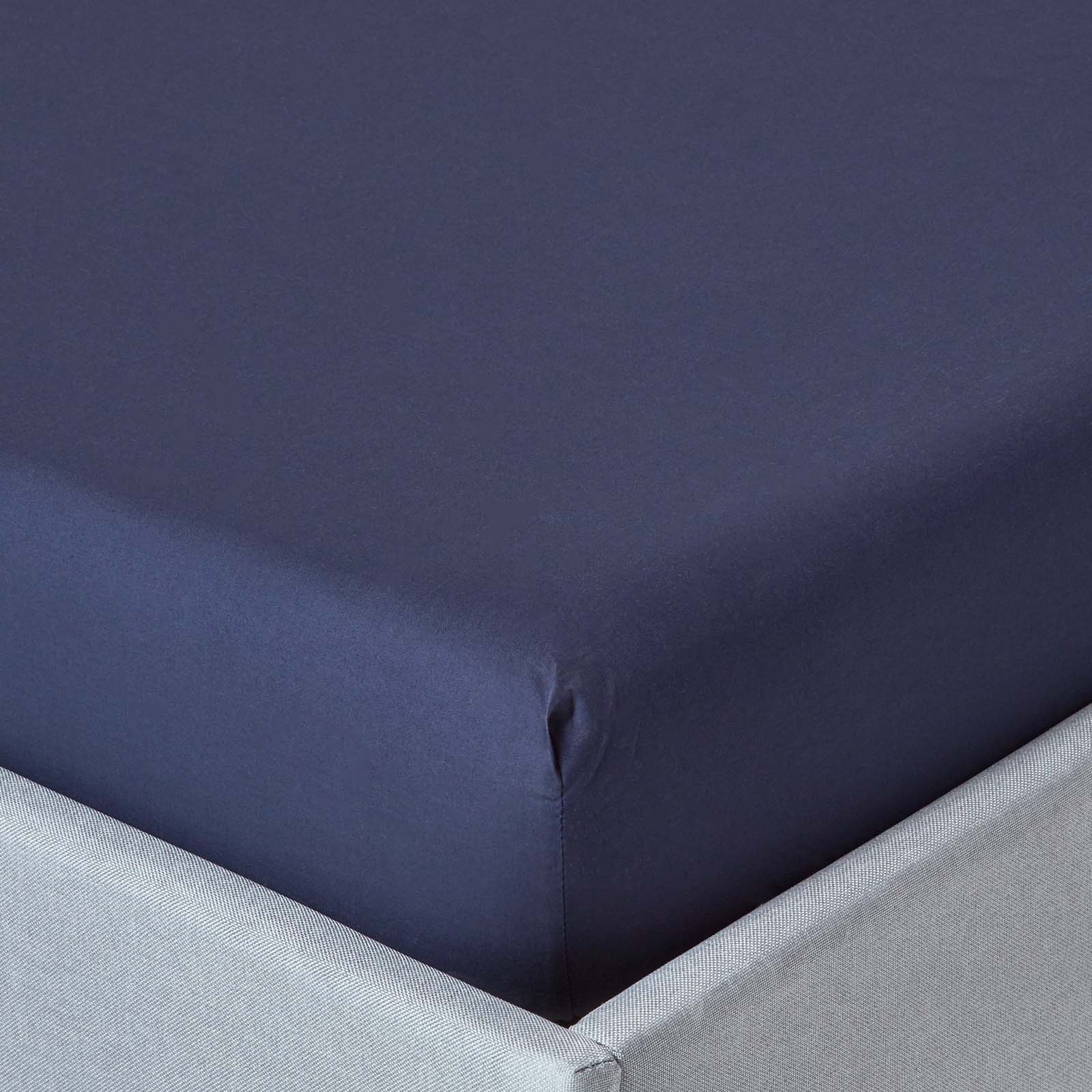 Drap-housse 46cm 180x200cm Bleu Marine Coton Égyptien 200tc Homescapes