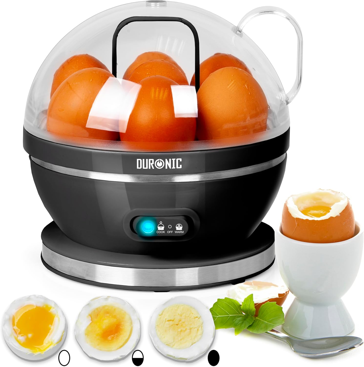 Cuiseur À Oeufs 1 À 7 Oeufs Thermostat Et Minuteur Pour Obtenir Oeufs Durs Ou Mollets Ou À La Coque Duronic Eb27 Bk