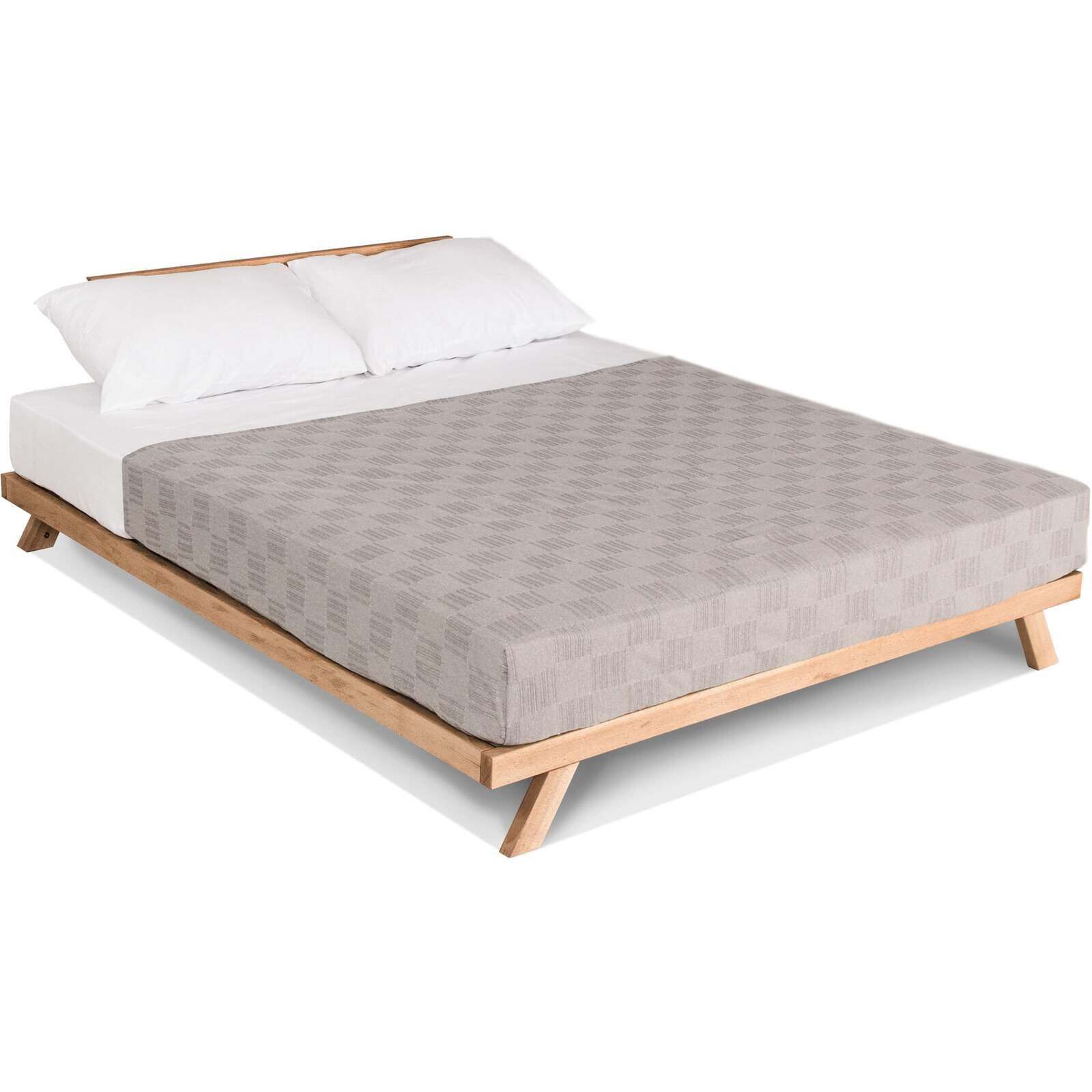 Lit Double Allegro - 140 X 200 Cm - Bois Clair Et Beige