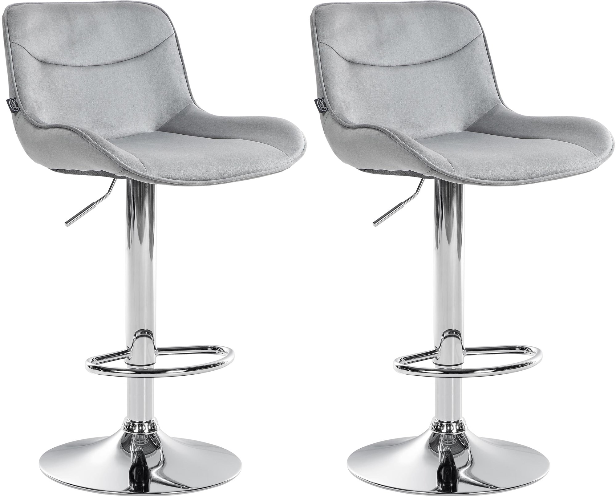 Lot De 2 Tabourets De Bar Vonore Velours Chrome Gris