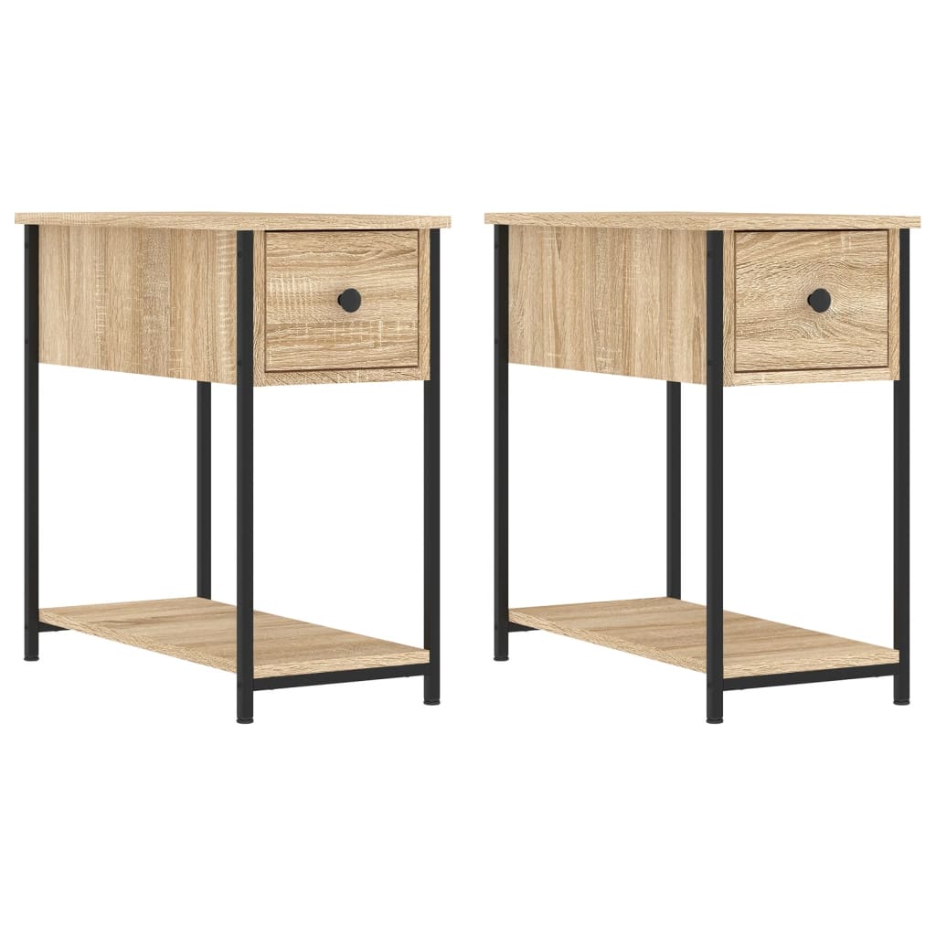 Lot De 2 Tables De Chevet Avec Tiroirs Et Étagère 30 X 60 X Dec035218