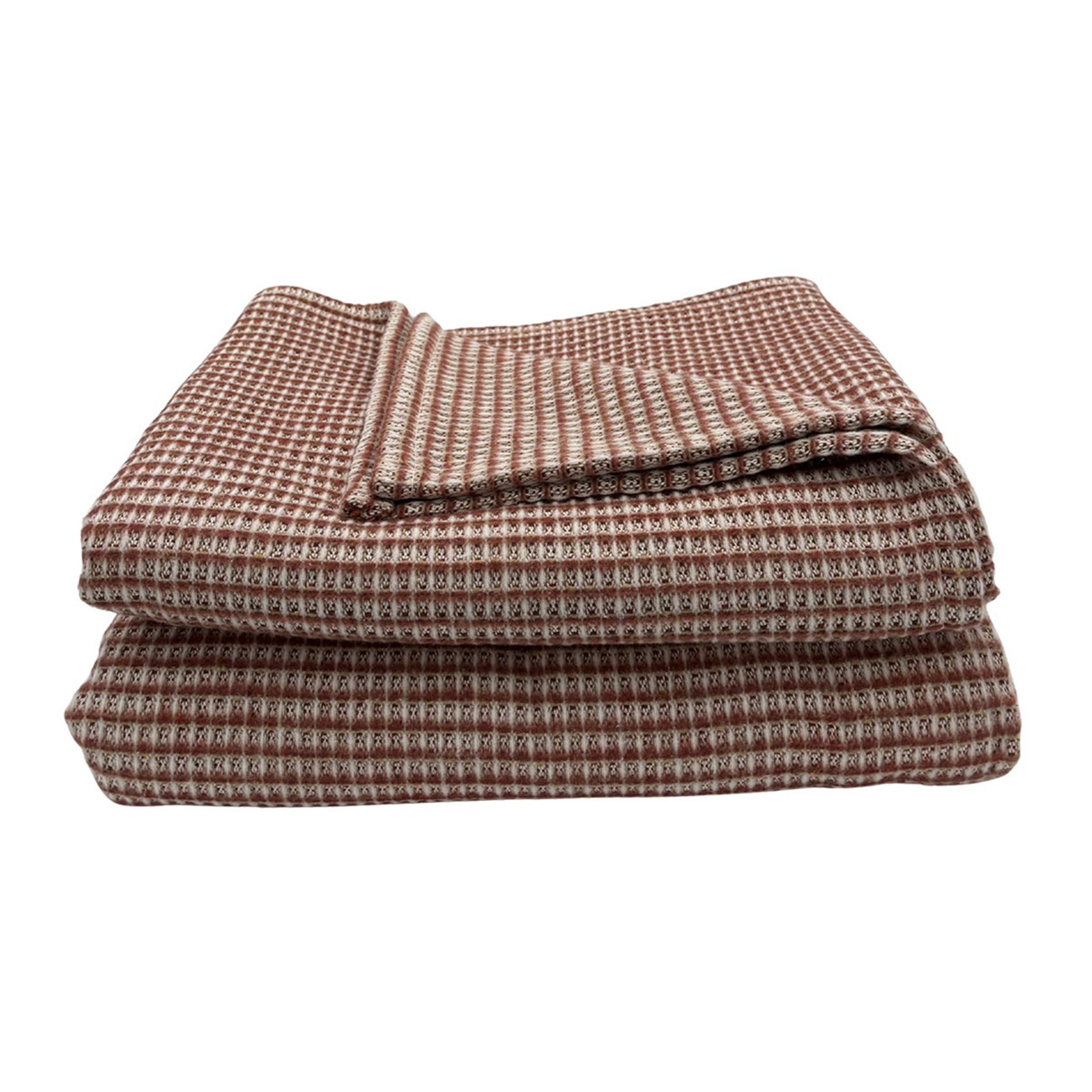 Dessus De Lit Tissé En Coton Recyclé Motif Nid D'abeille Terracotta 270x250 Cm