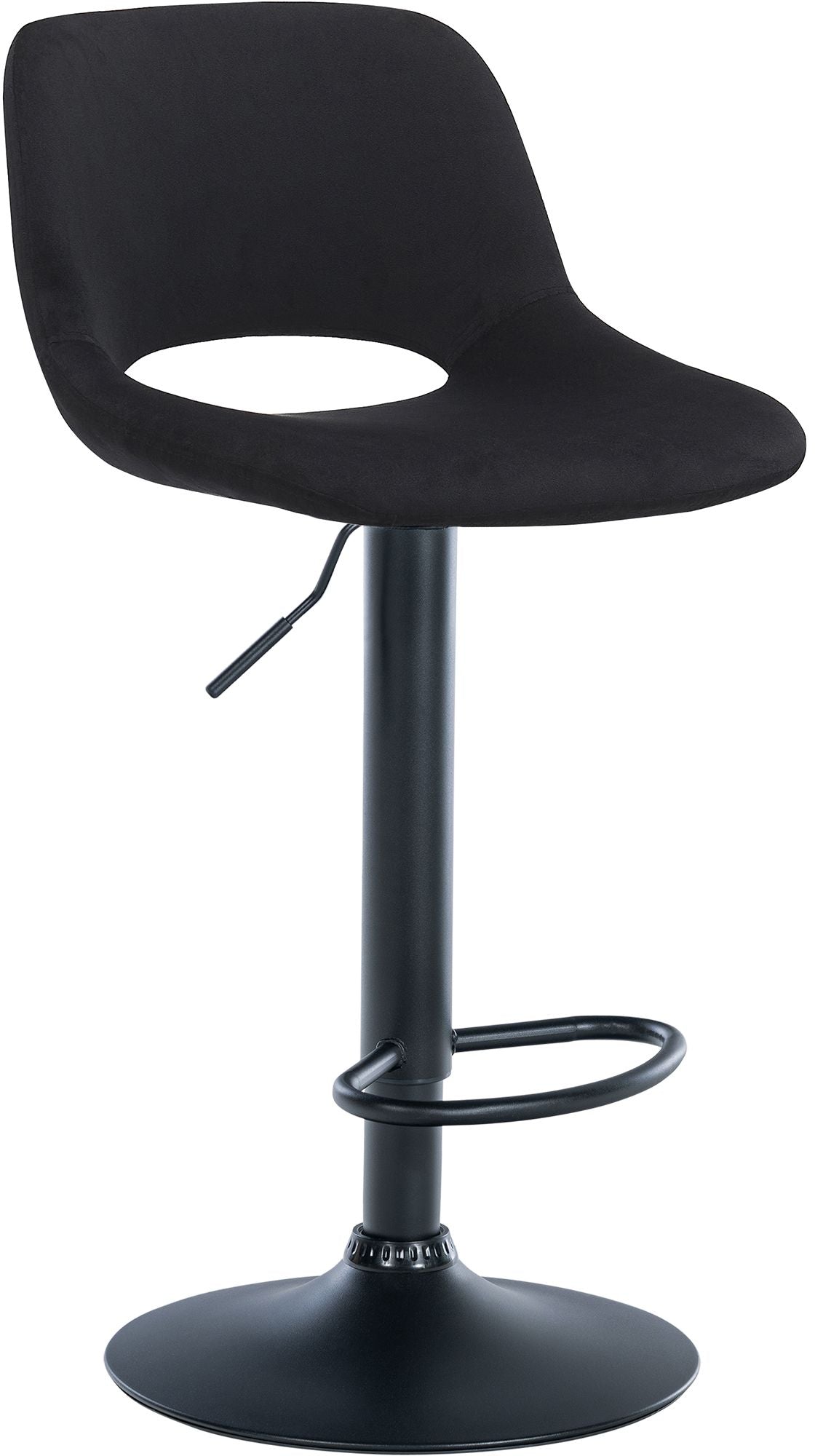 Tabouret De Bar Chaise Haute X1 Avec Repose-pieds En Velours Noir Piètement Métallique Noir 10_0004603