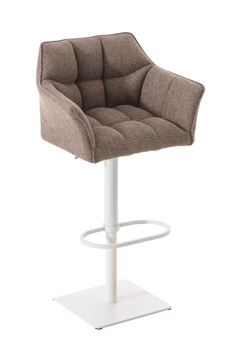 Tabouret De Bar Chaise Haute De Comptoir Couture Carrées Assise En Tissu Marron Terre 10_0004756