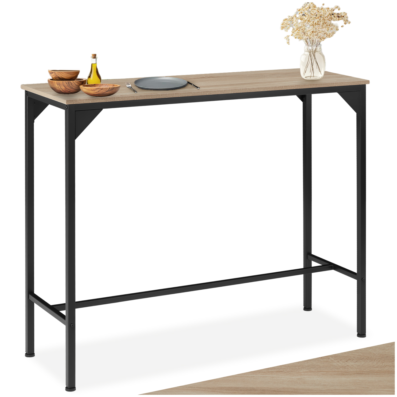 Table De Bar Style Industriel 120 X 40 X 1005 Cm Bois Clair