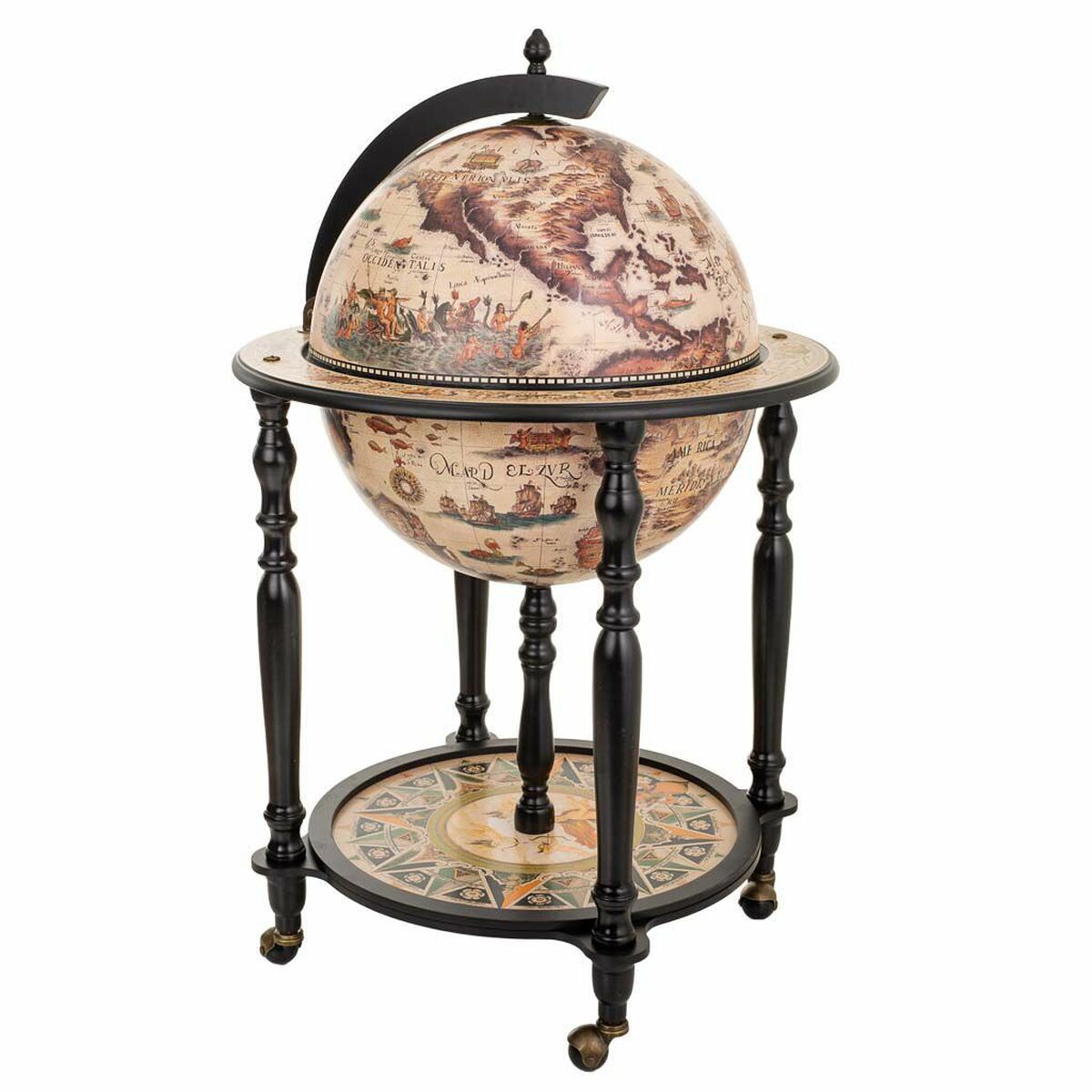 Globe Terrestre Alexandra House Living Blanc Marron 60 X 95 X 60 Cm Meuble À Bouteilles