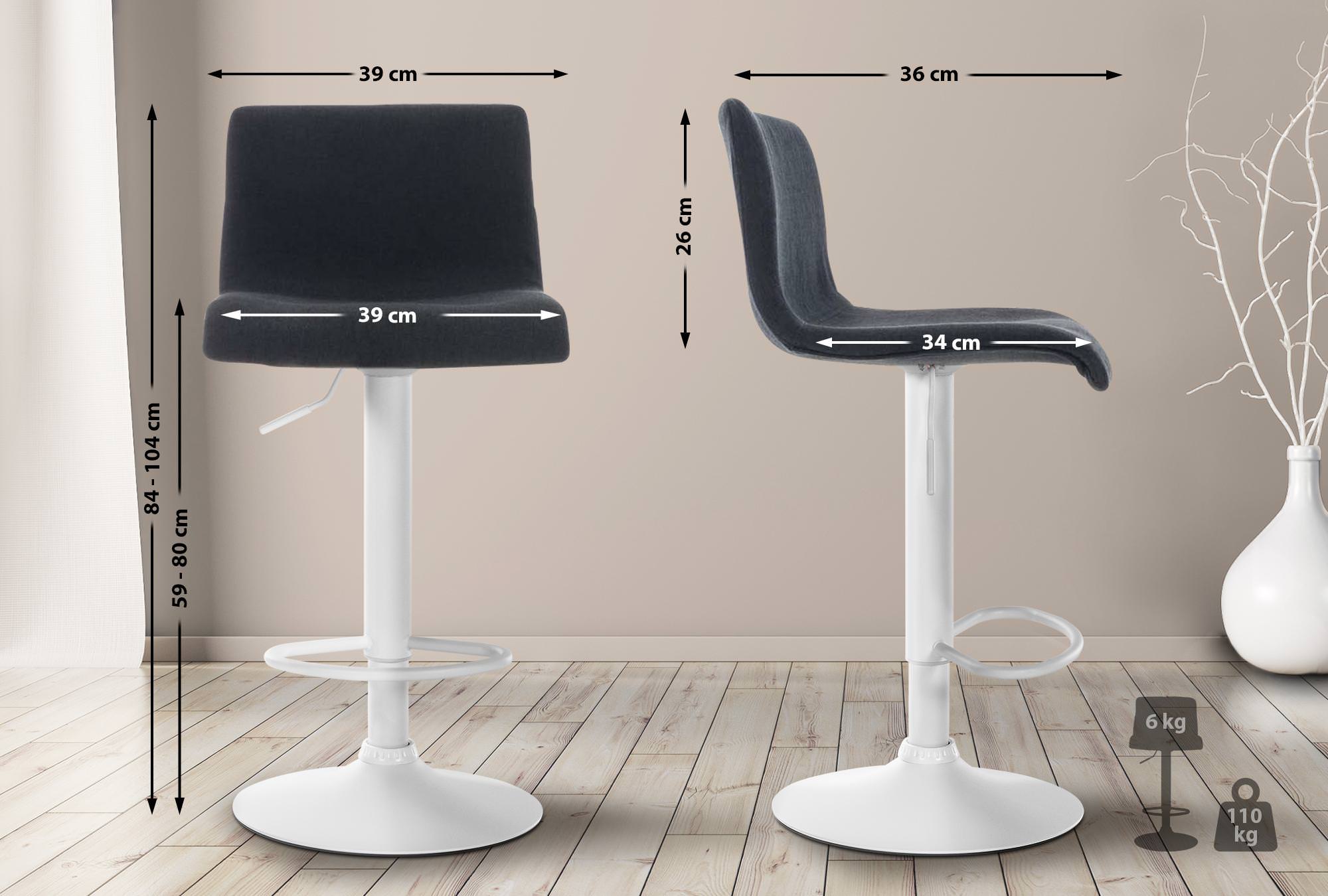 Tabouret De Bar Hoover Tissu W Noir