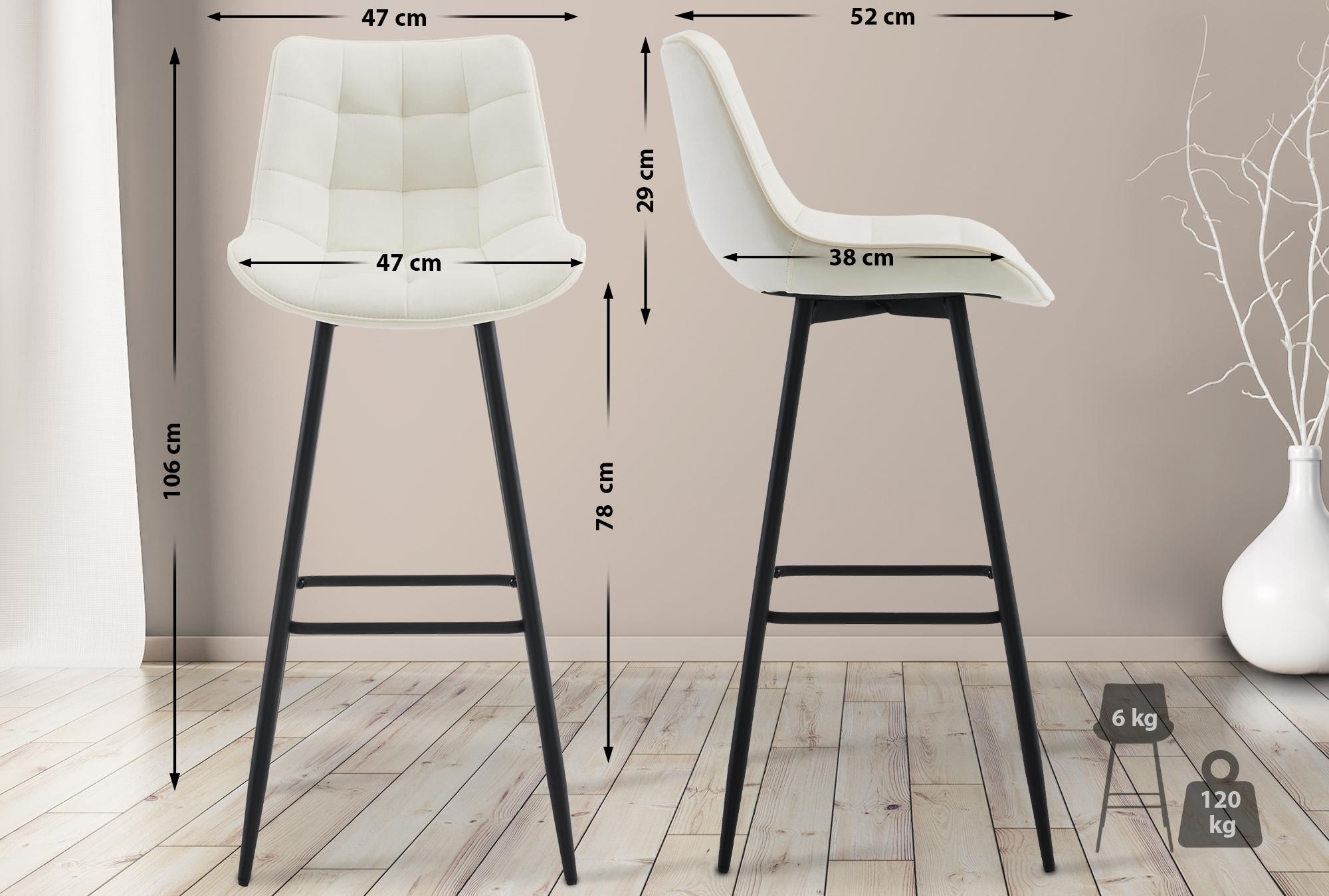 Tabouret De Bar Dartford Velours Crème