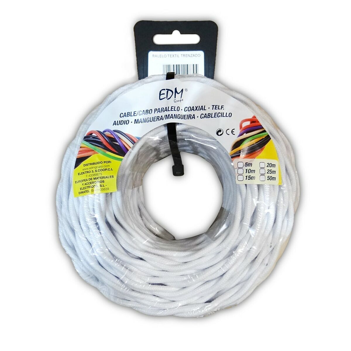 Câble D'interface Parallèle Edm 11987 Blanc 25 M 2 X 2,5 Mm