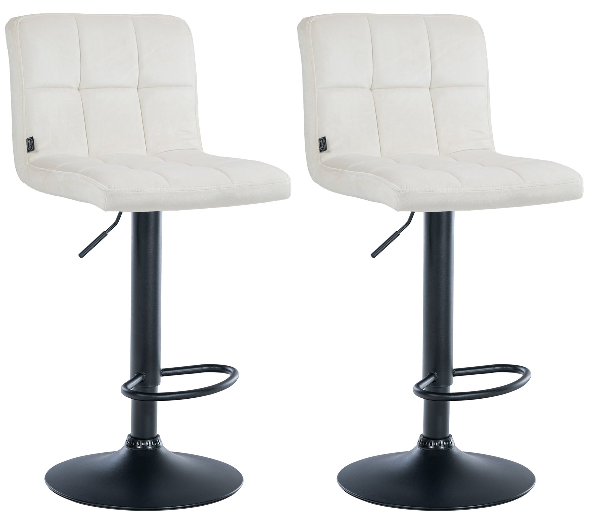 Lot De 2 Tabourets De Bar Peru Velours Noir Crème