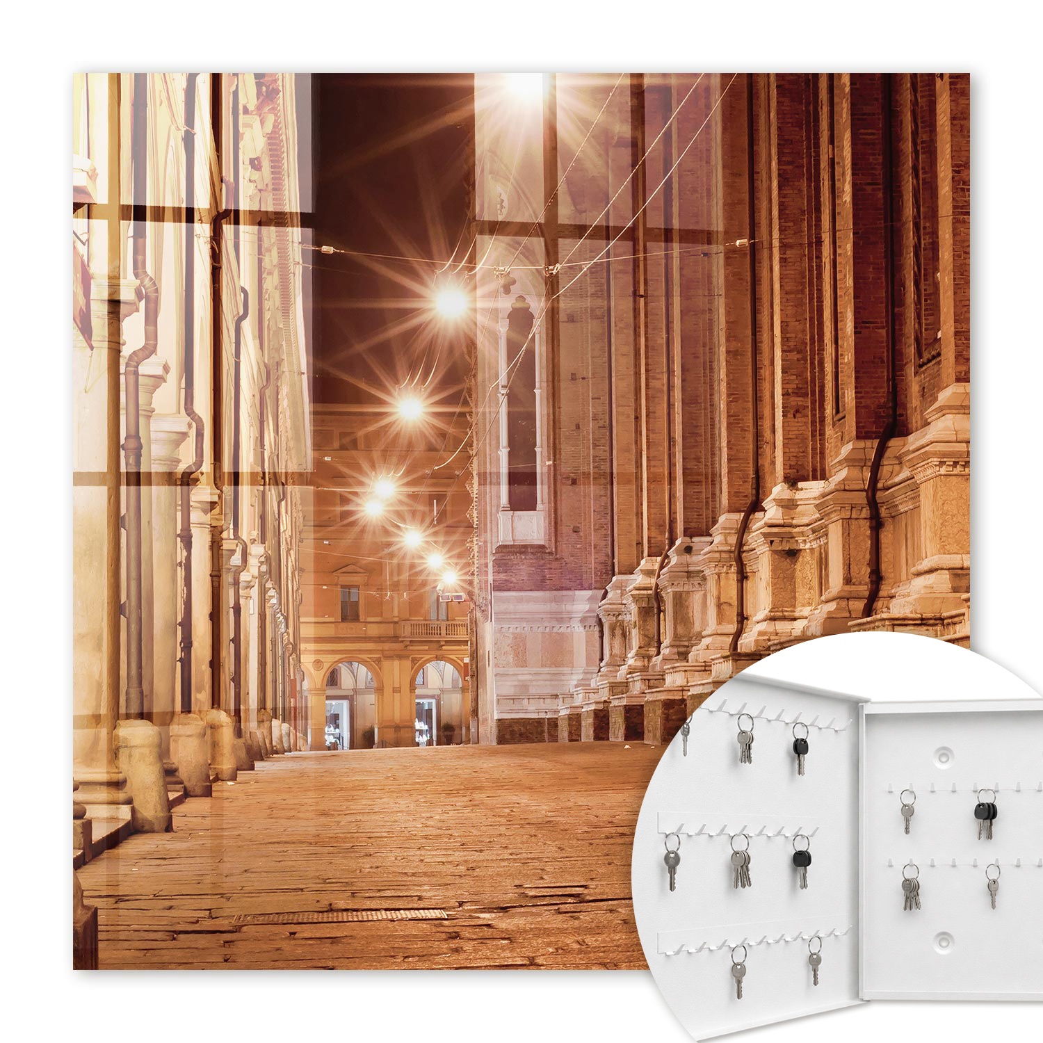 Armoire À Clés - (30 Cm X 30 Cm) - Boîte À Clés Murale - Coffret De Rangement Pour Clés - Couleur Blanche - Ouverture Vers La Gauche - Pour Maison Et Bureau - Nuit En Ville