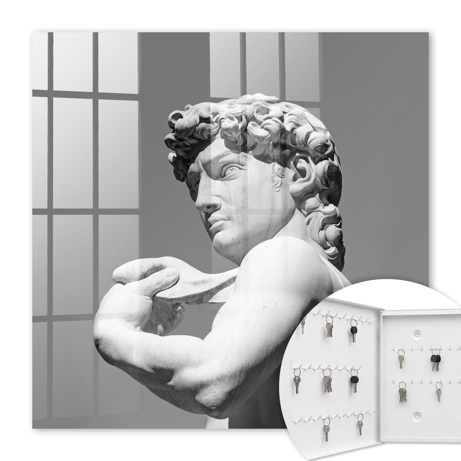 Armoire À Clés - (30 Cm X 30 Cm) - Boîte À Clés Murale - Coffret De Rangement Pour Clés - Couleur Blanche - Ouverture Vers La Gauche - Pour Maison Et Bureau - Élégance Classique