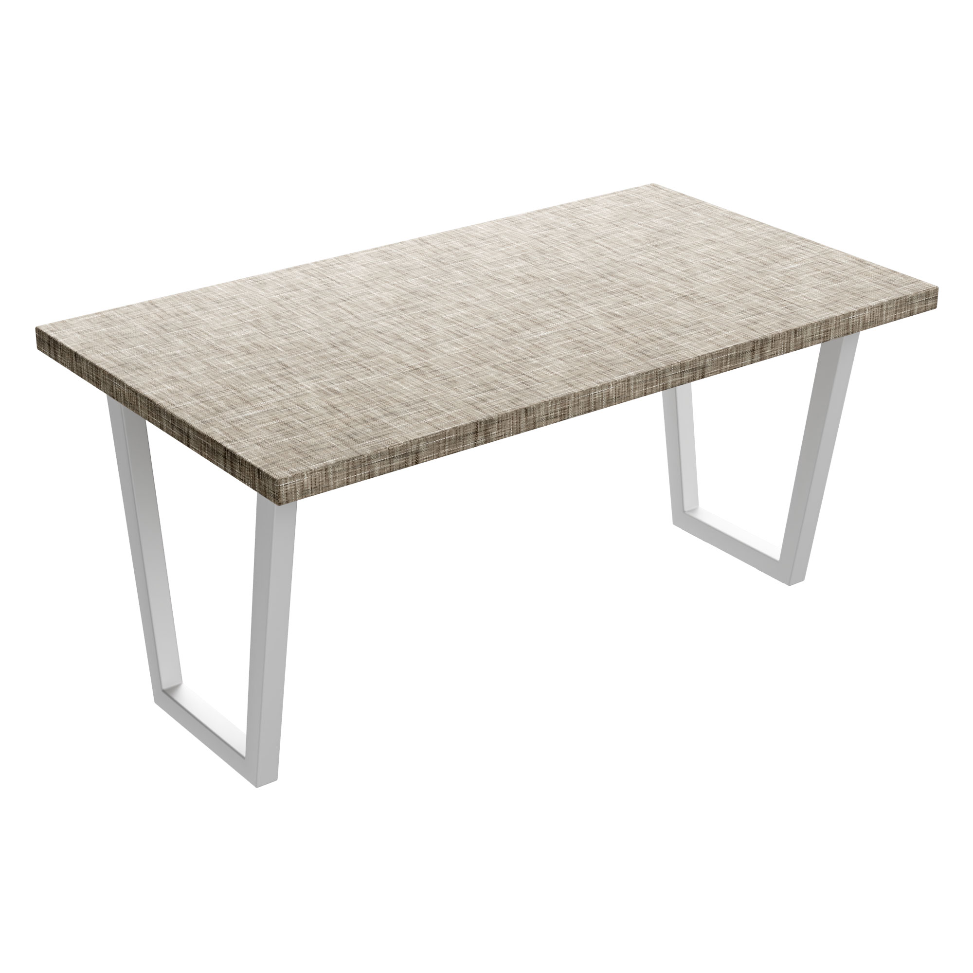 Table À Manger En Bois Et Métal Avec Pieds Trapézoïdaux Blancs 160x90 Cm Gris Texturé