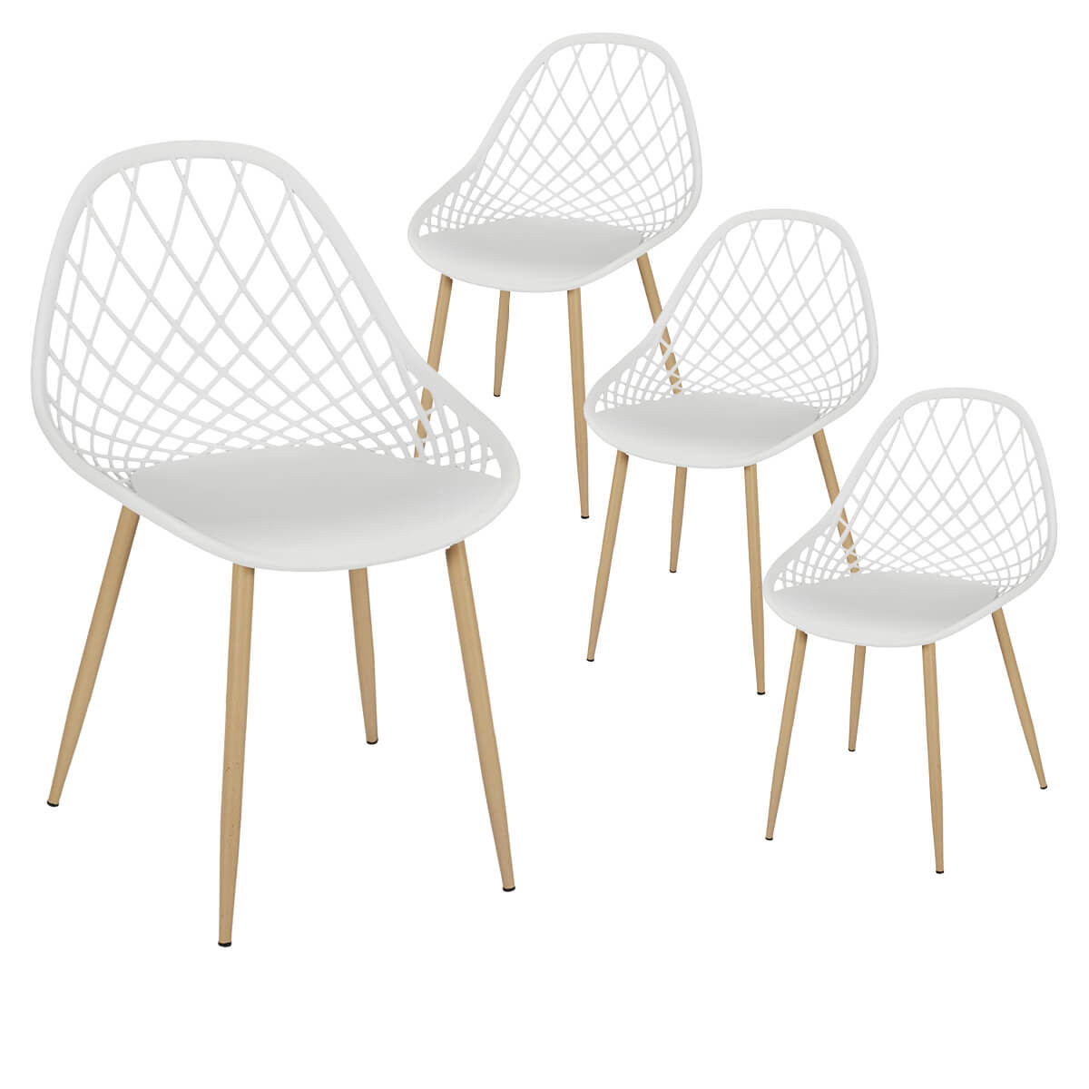 Tressie - Lot De 4 Chaises Blanches Coque Arrondie