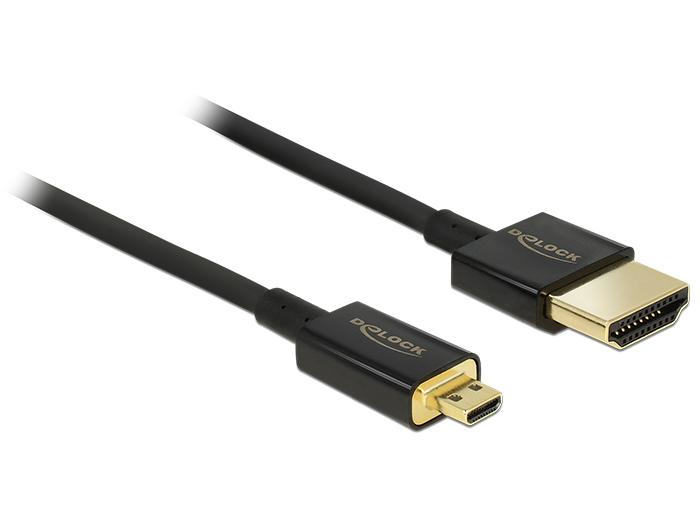 Delock Hdmi-a/hdmi Micro-d, 0.5 M Câble Hdmi 0,5 M Hdmi Type A (standard) Hdmi Type D (micro) Noir